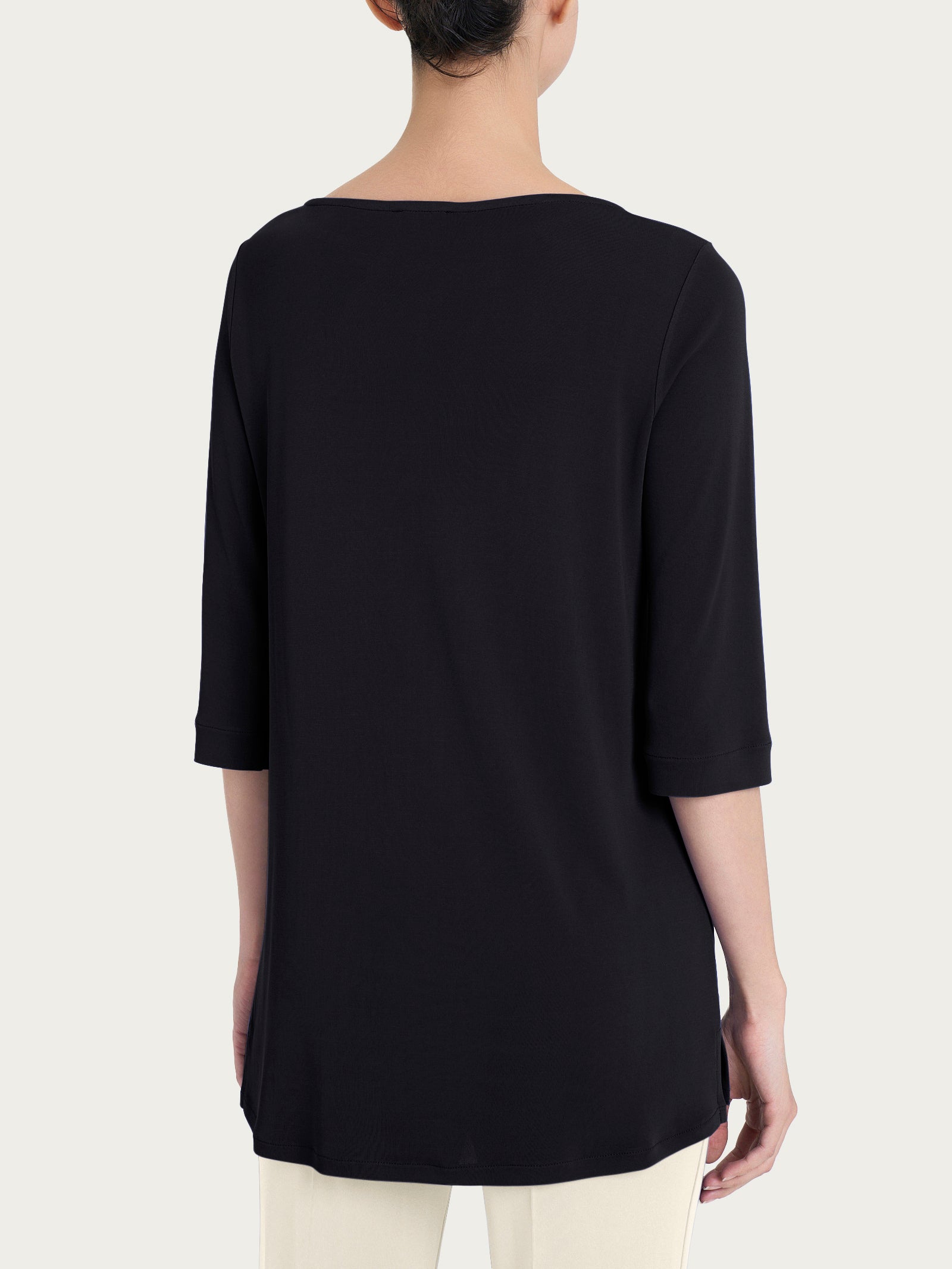 Ragno Viscosa Maglia 3/4 Nera Scollo Barchetta