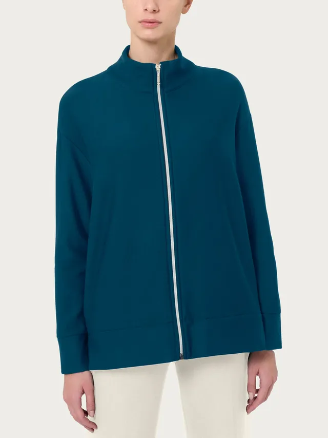 Ragno Eco Techno Fleece felpa donna Reflecting Pond zip