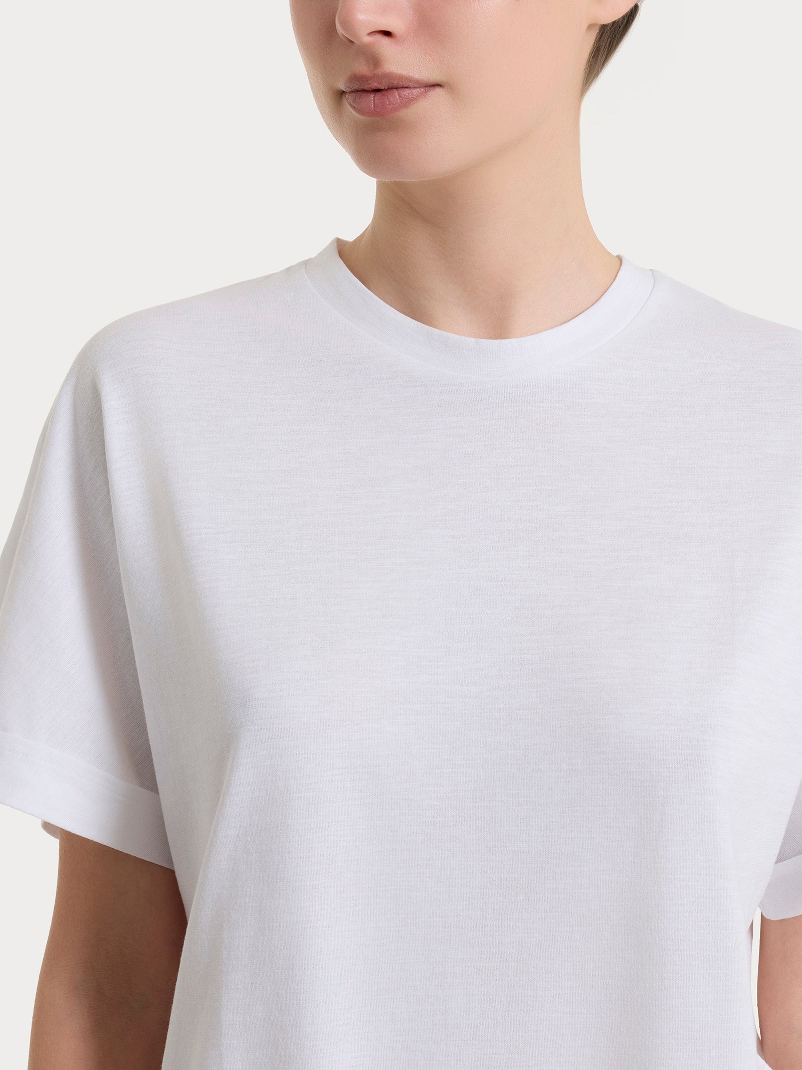 Ragno Slub Jersey Maglietta Manica Over Bianco Cotone