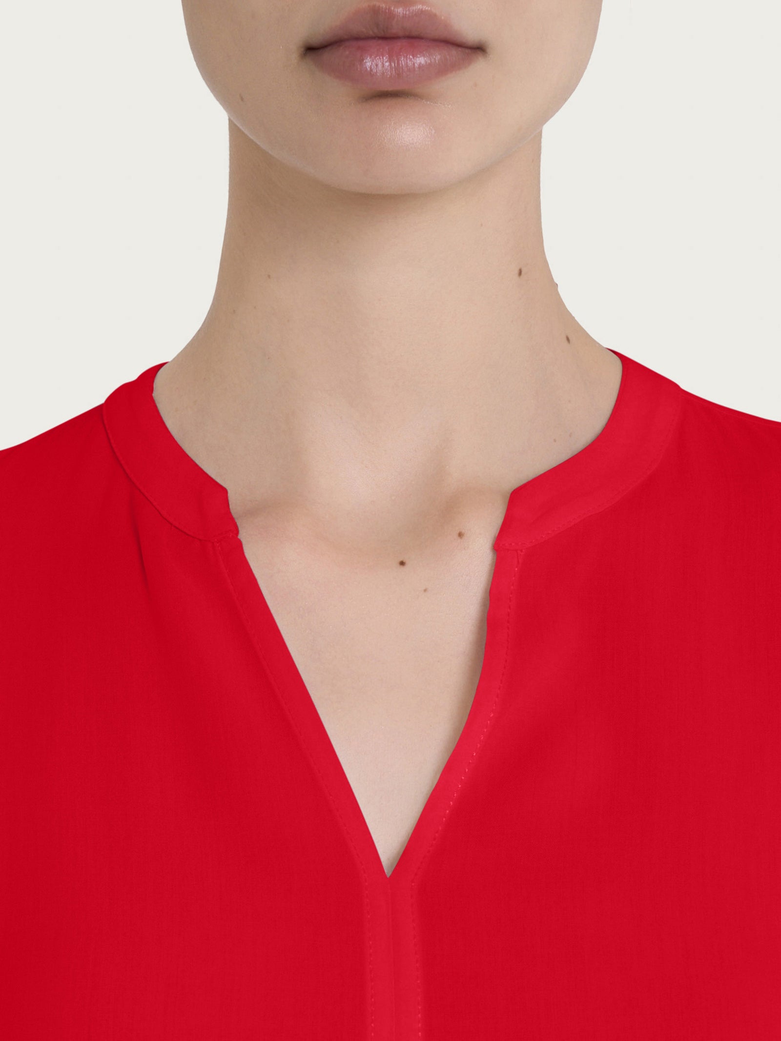 Ragno EcoSeta blusa collo coreana manica 3/4 Salsa raso