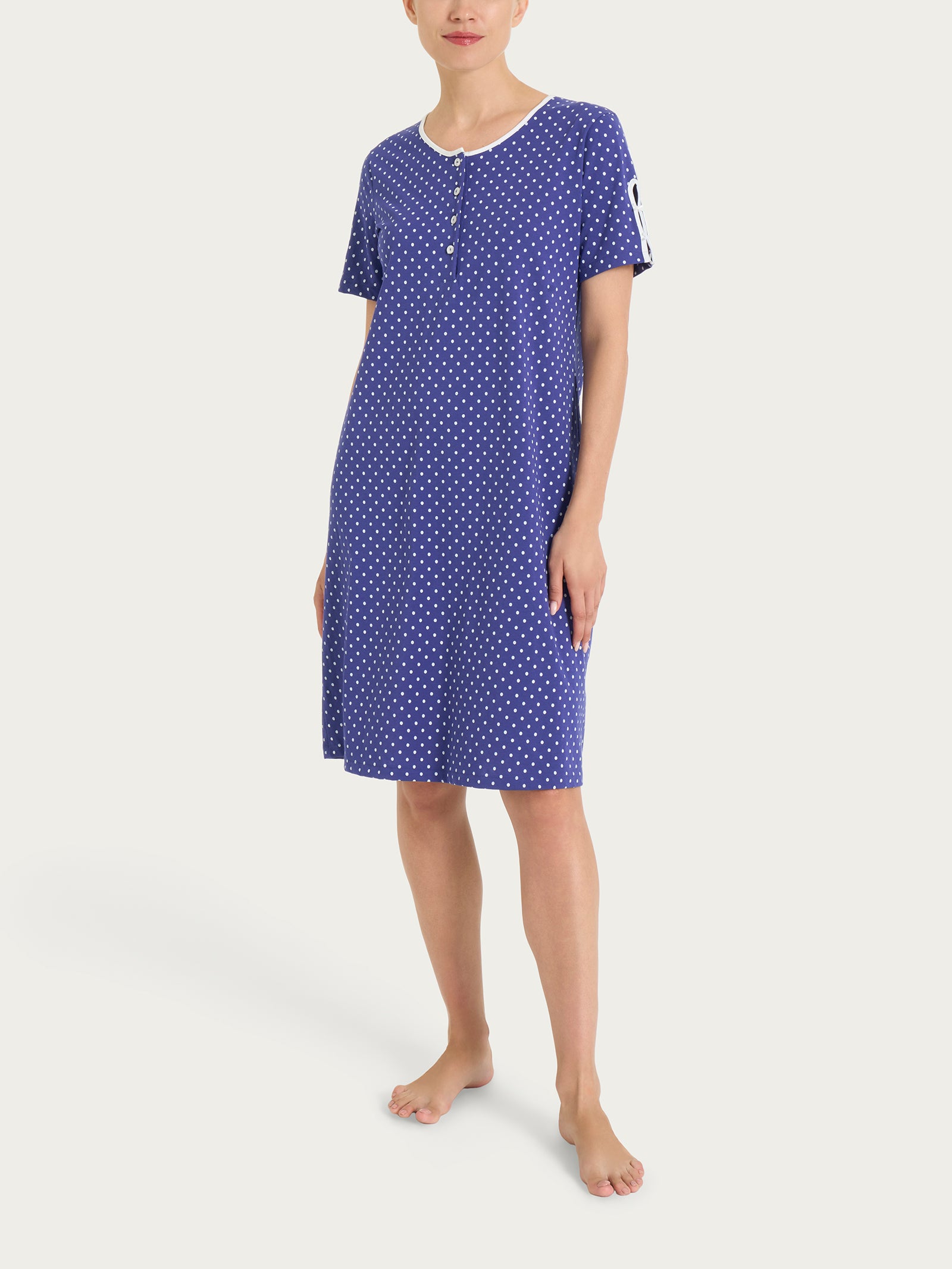 Ragno Jersey Cotone camicia notte pois blu Navy