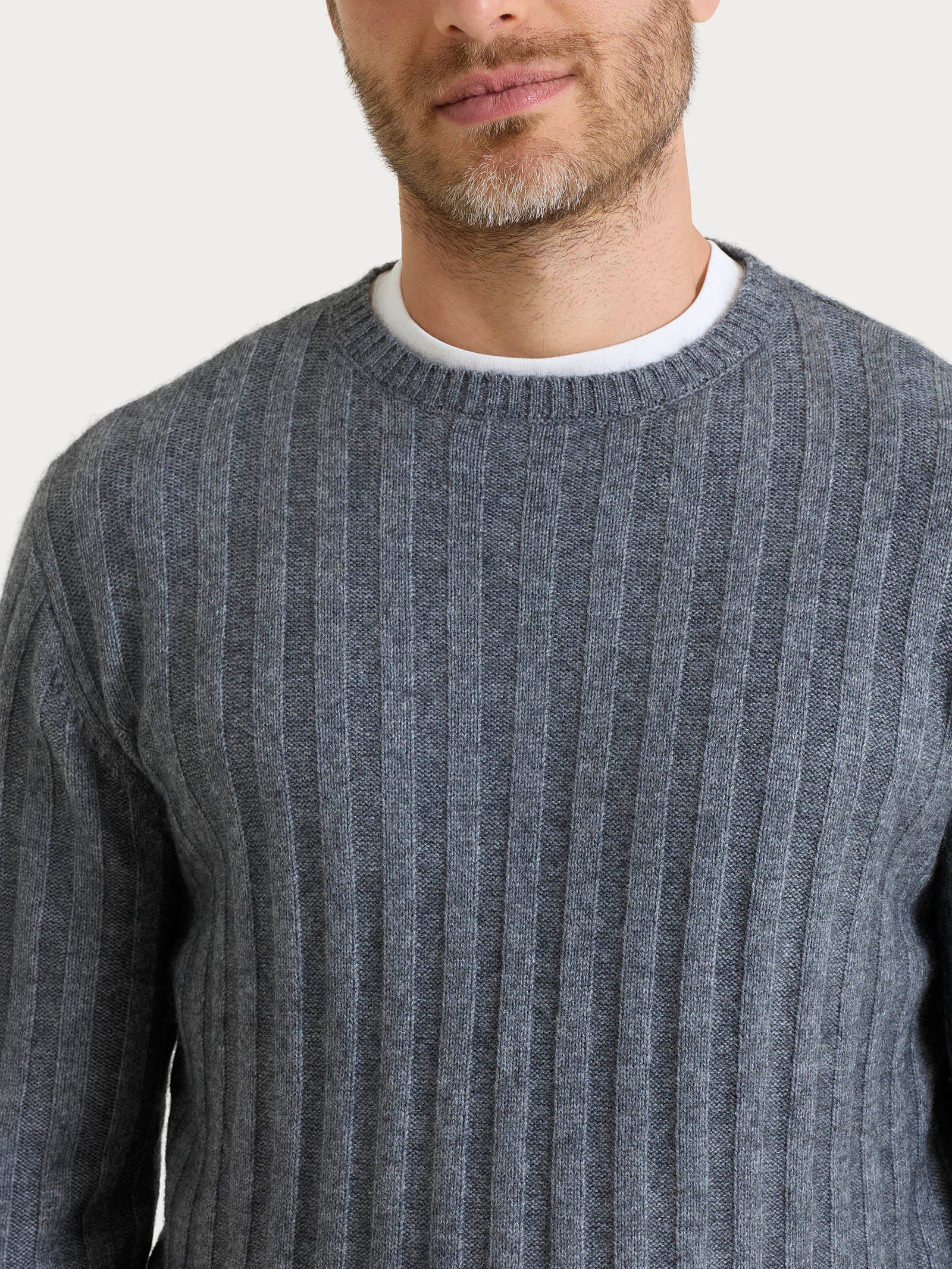 Ragno pull girocollo costa piatta maglia ferro melange calda