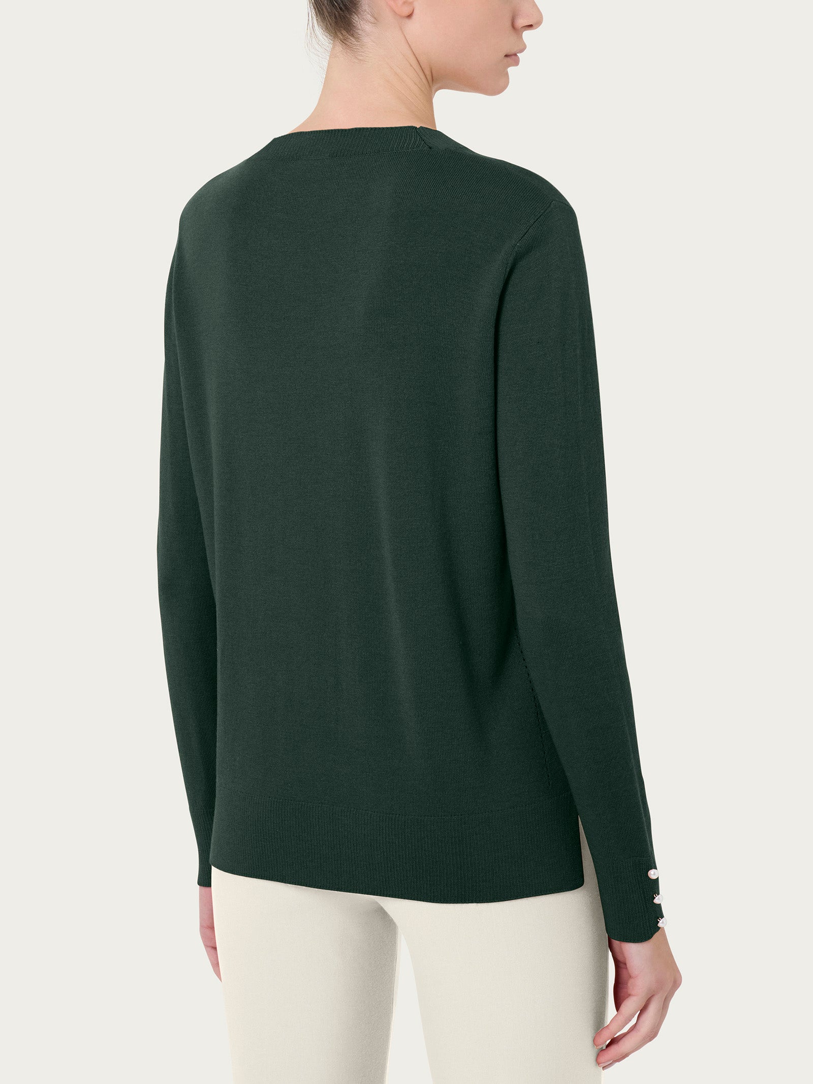 Ragno Merino Soft Maglia Girocollo Kombu Green perline lana