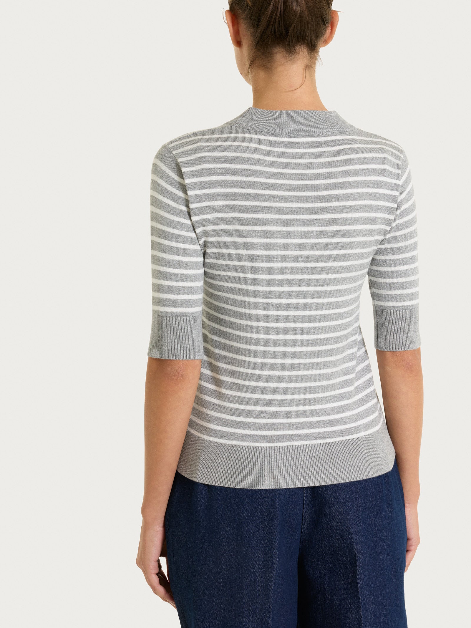 Ragno Four Seasons Lupetto a righe pari Grigio Mel. manica corta