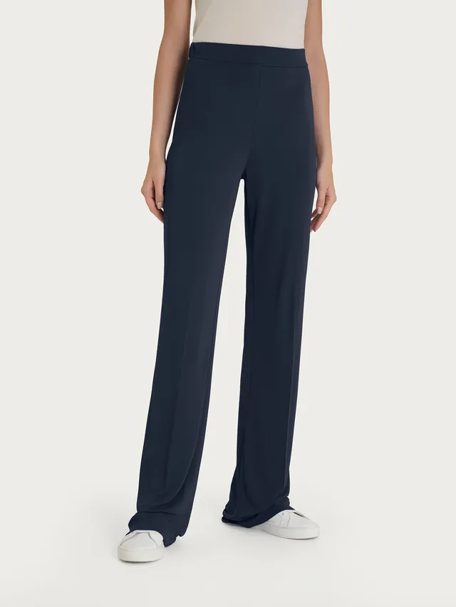 Ragno Crêpe Satin Pantalone Ampio Viscosa Bleu