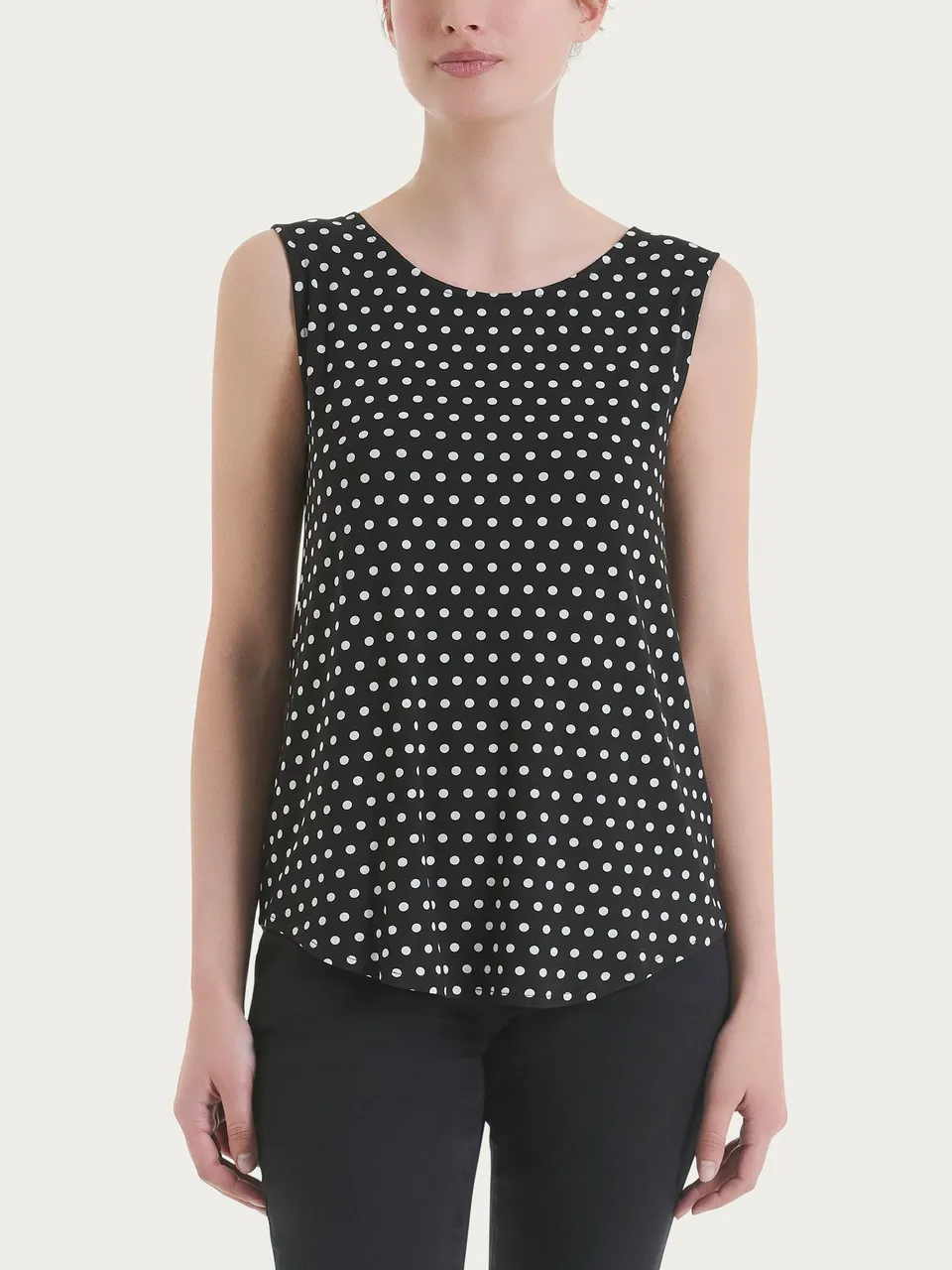 Ragno Viscosa Summer Top smanicato pois Fant.Nero jersey
