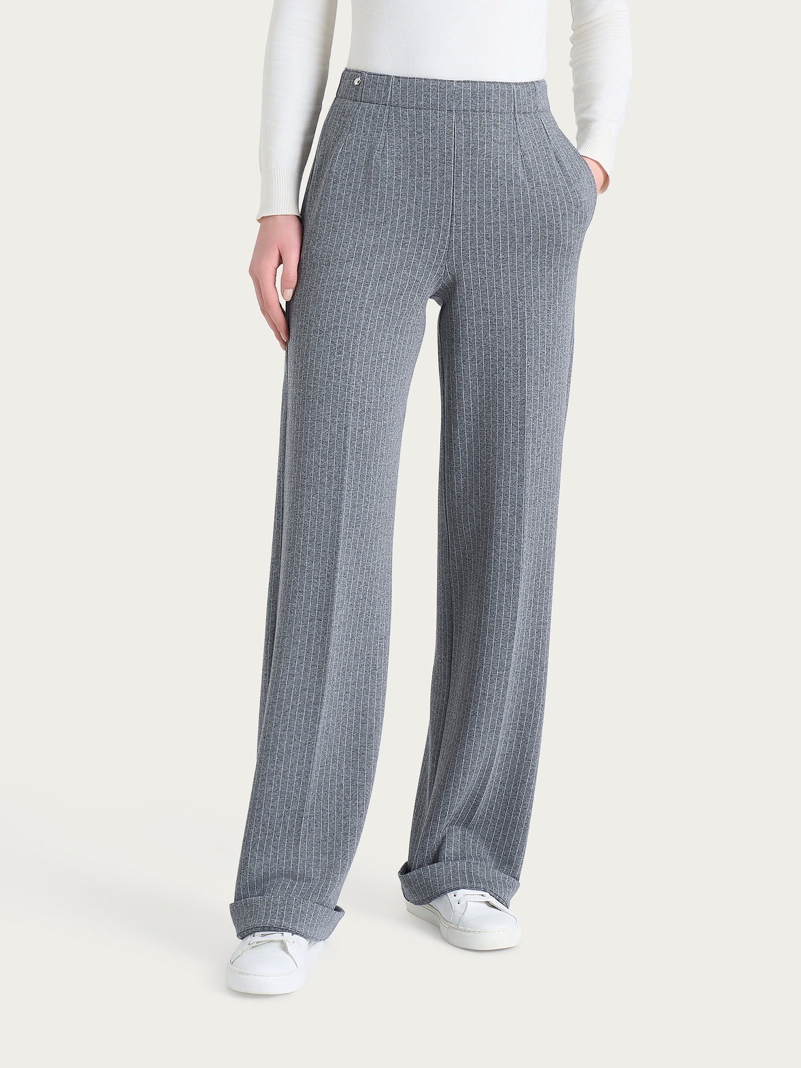 Ragno Eco Jacquard pantalone gessato ardesia melange