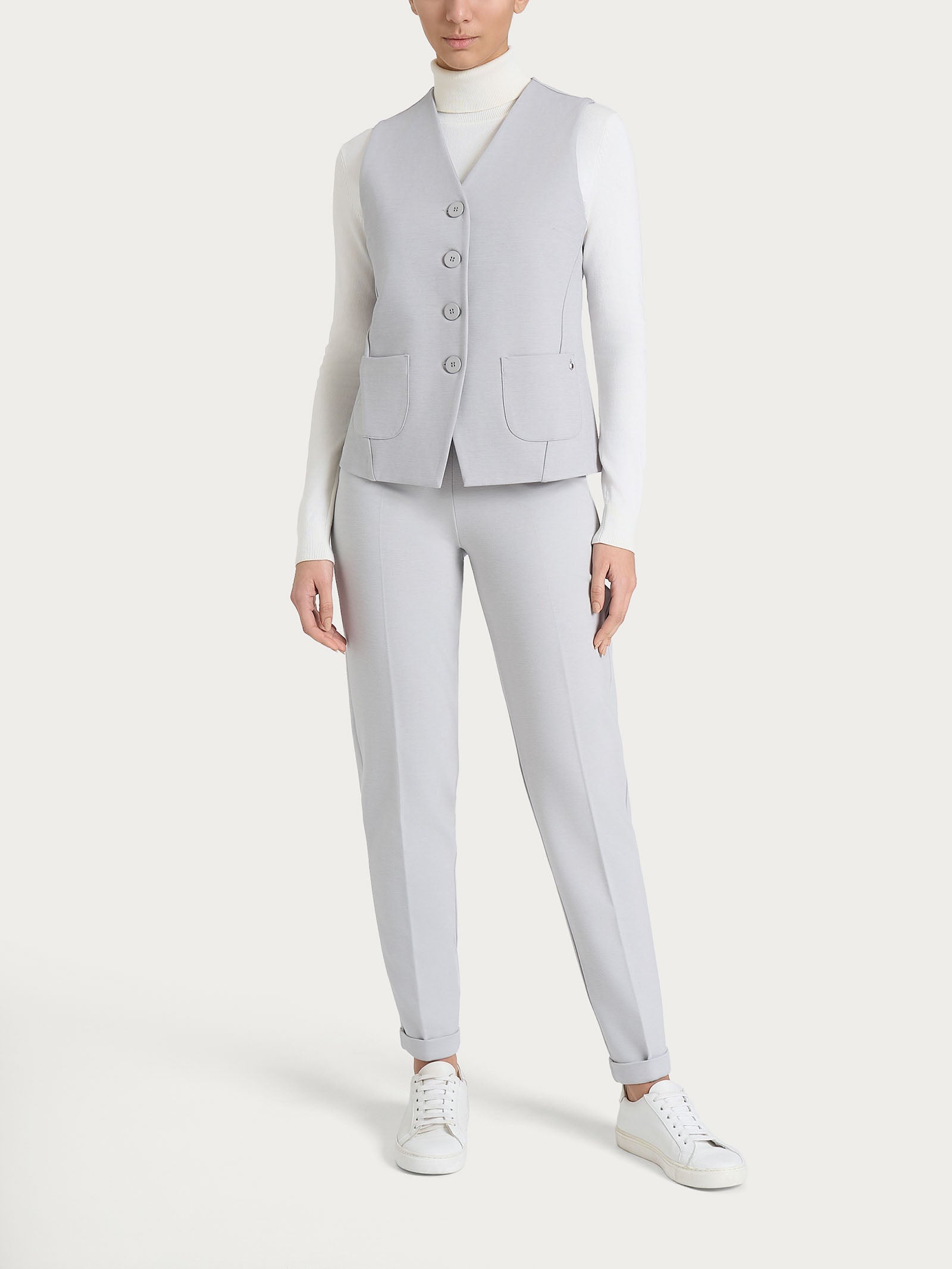 Ragno Compact Gilet 4 Bottoni Ghiaia Mel. cashmere
