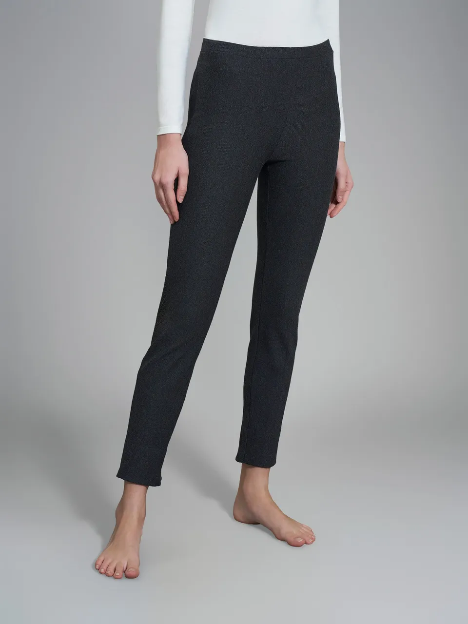 Ragno The Cropped pantalone cropped nero mel. flanella