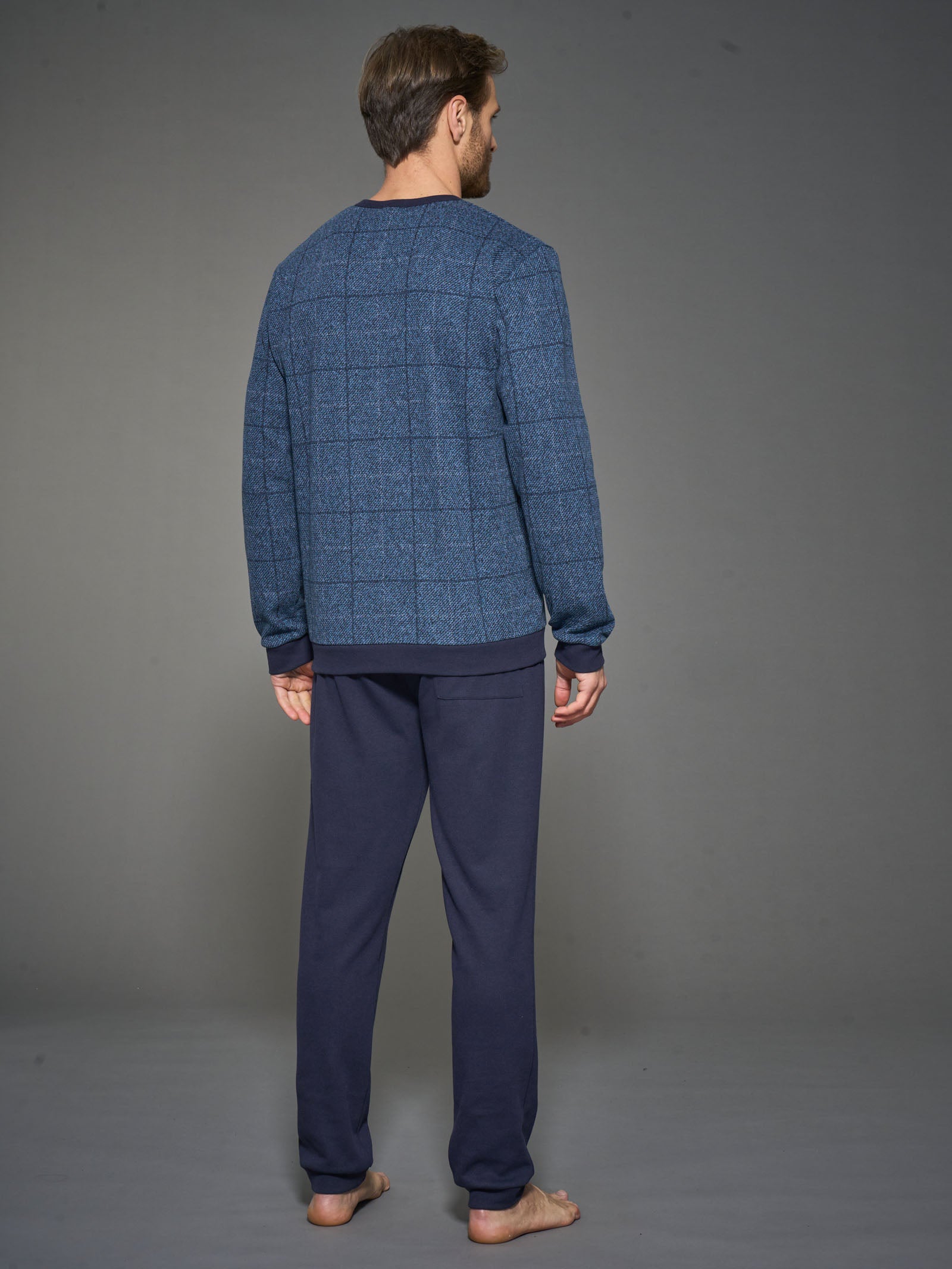 Ragno Cotton Eco Pile Pigiama Serafino Uomo Fant. Denim caldo
