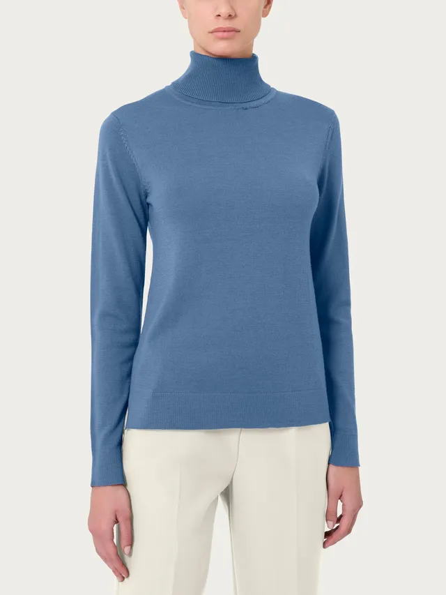 Ragno Merino Soft dolcevita donna colony blue in lana