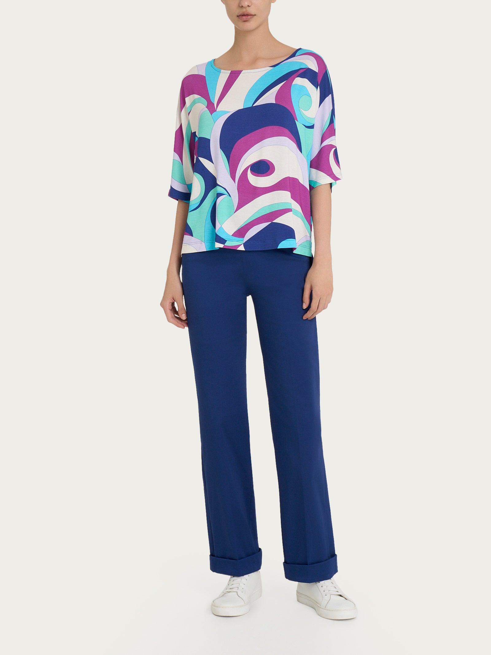 Ragno Viscosa Summer maglietta barchetta Pool Blue onde
