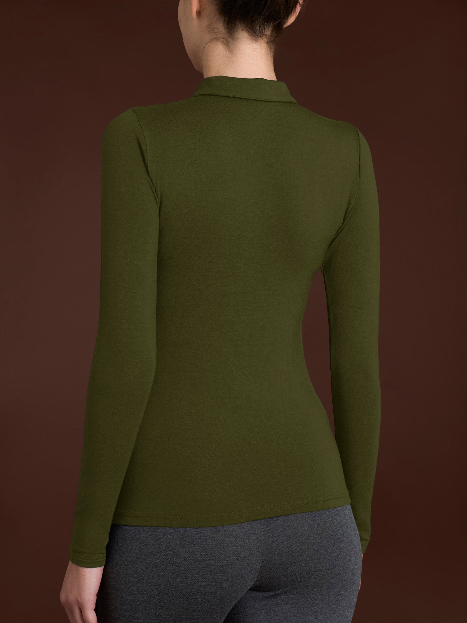 Ragno Eco Viscosa Polo Manica Lunga Dark Olive viscosa