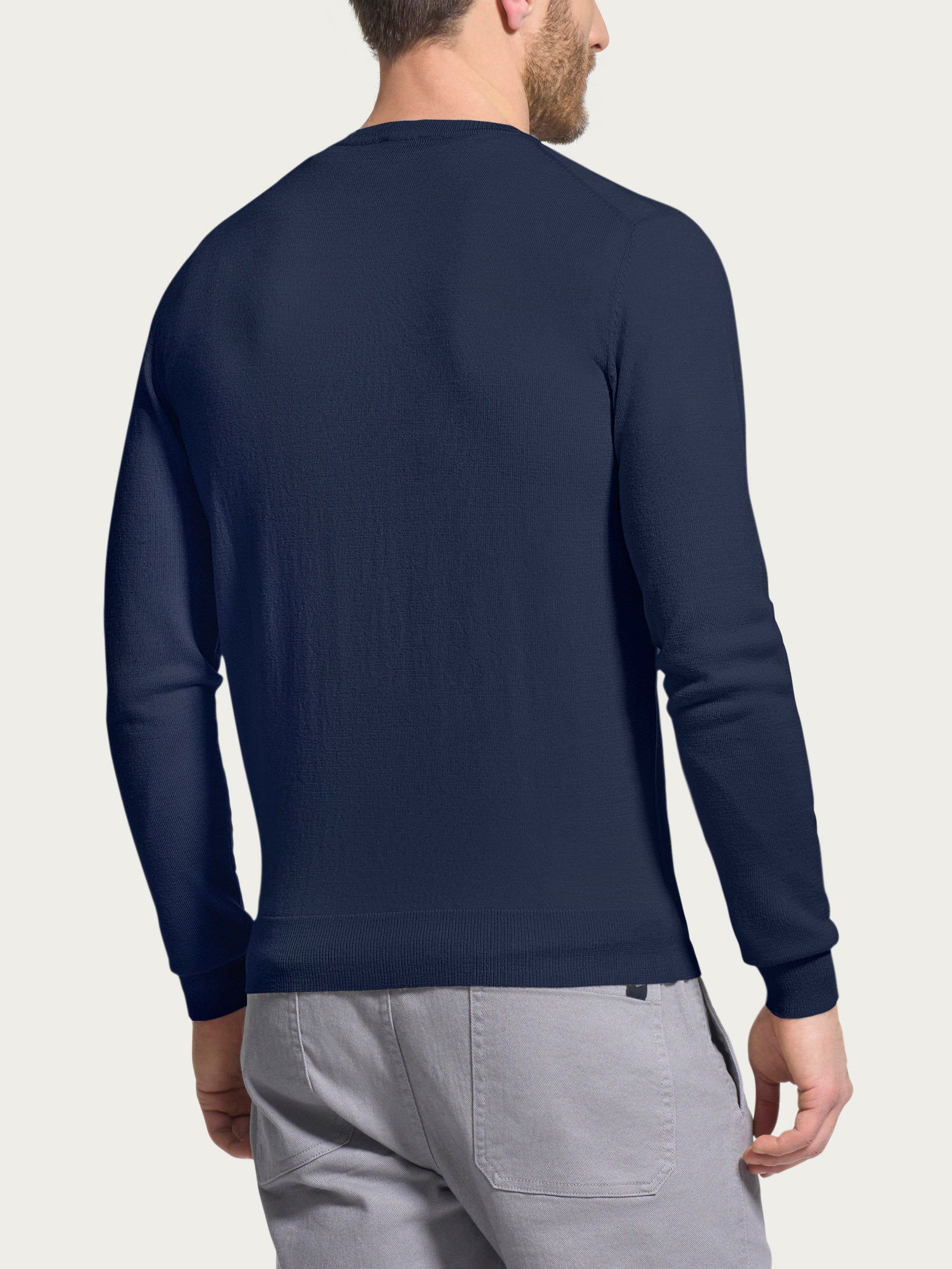 Ragno Merino Soft pull girocollo uomo blu pura lana