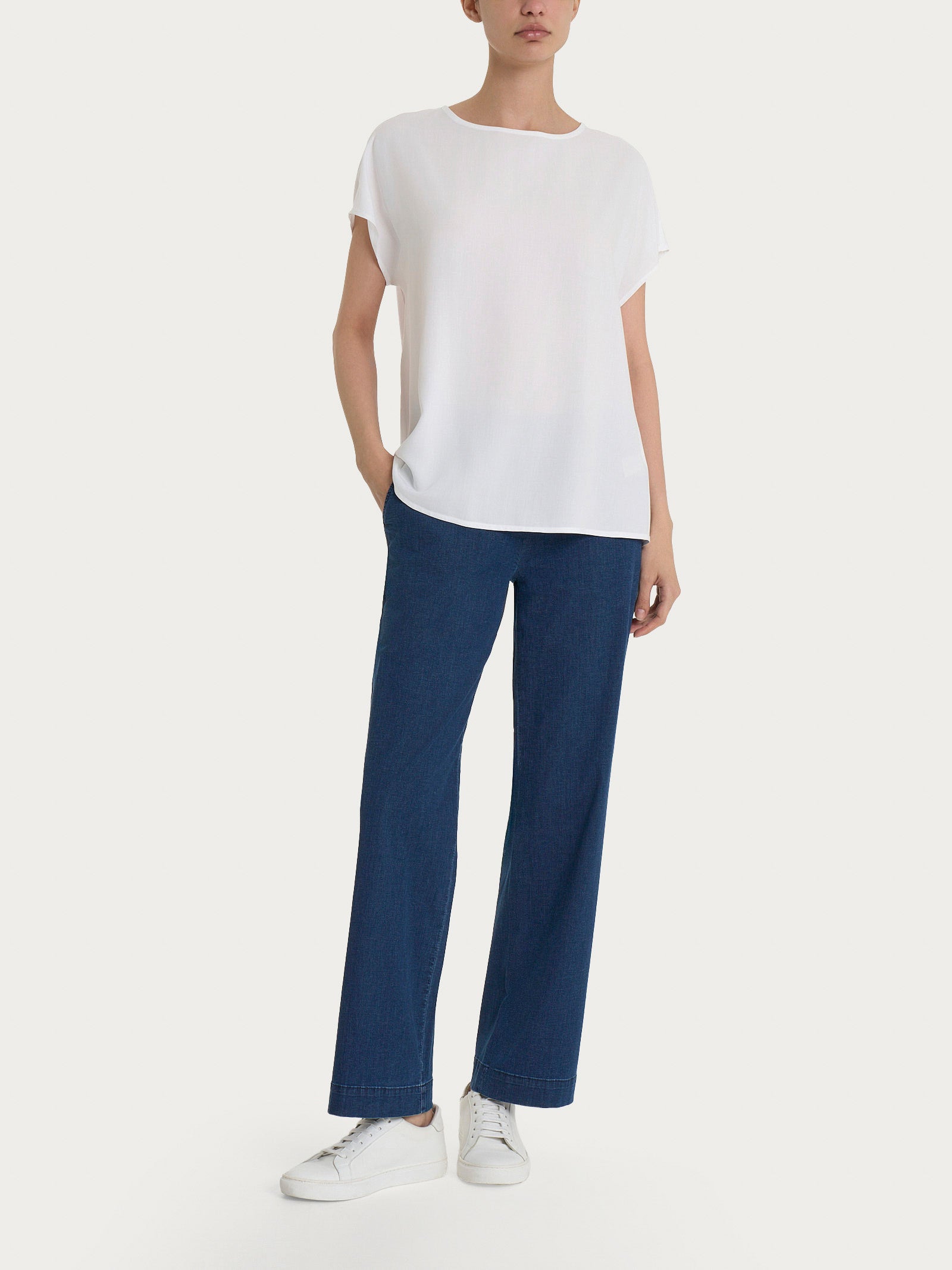 Ragno EcoSeta Manica Kimono blusa bianco viscosa
