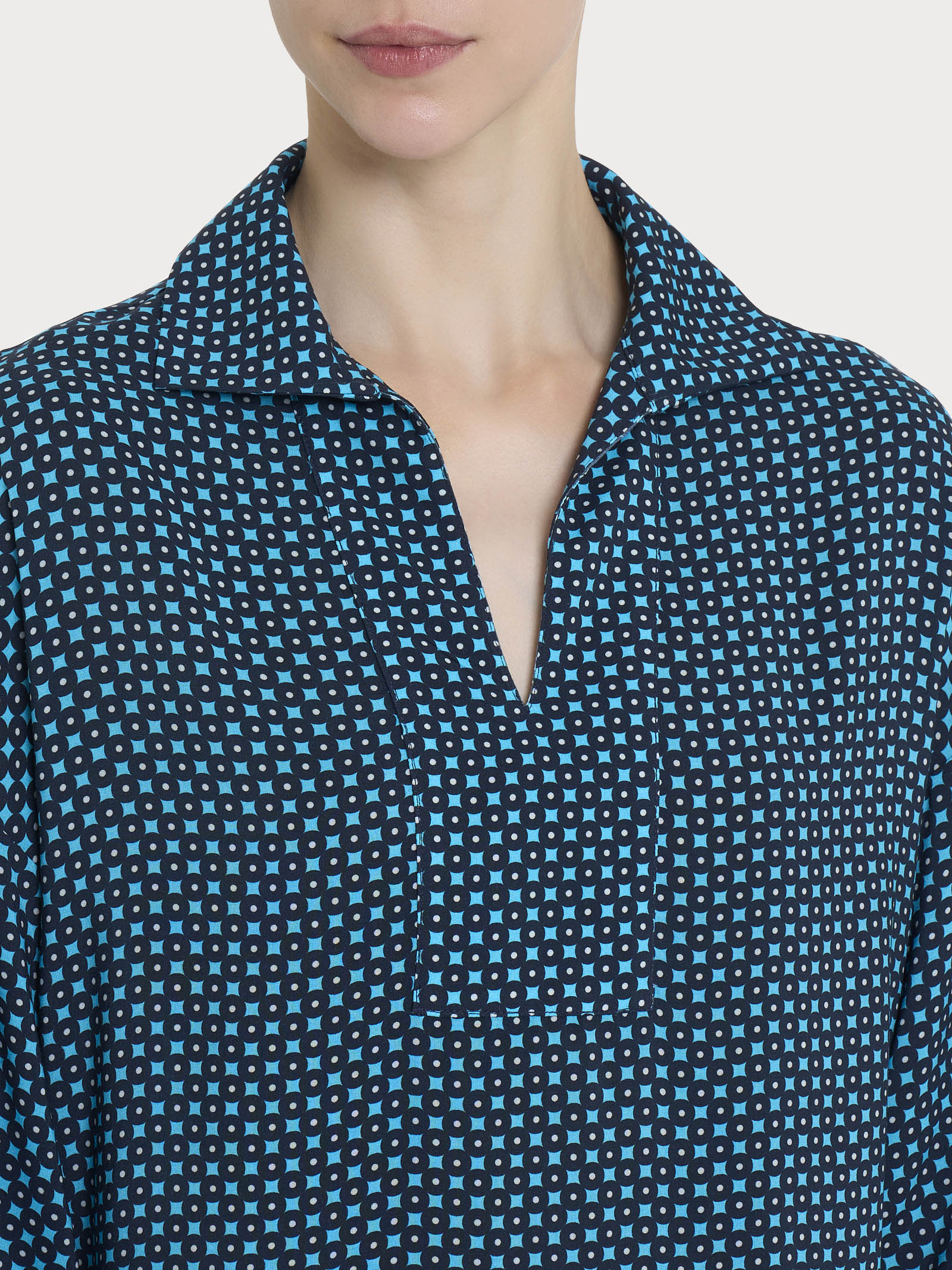 Ragno EcoSeta Blusa Colletto Aquarius Azzurra Viscosa