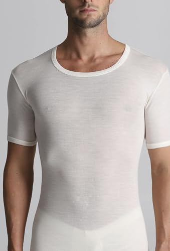 Lady C Alpina t-shirt uomo lana seta bianca manica corta