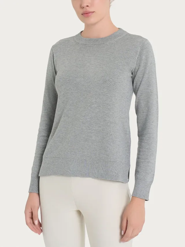 Ragno Four Seasons maglione donna girocollo ghiaia mélange