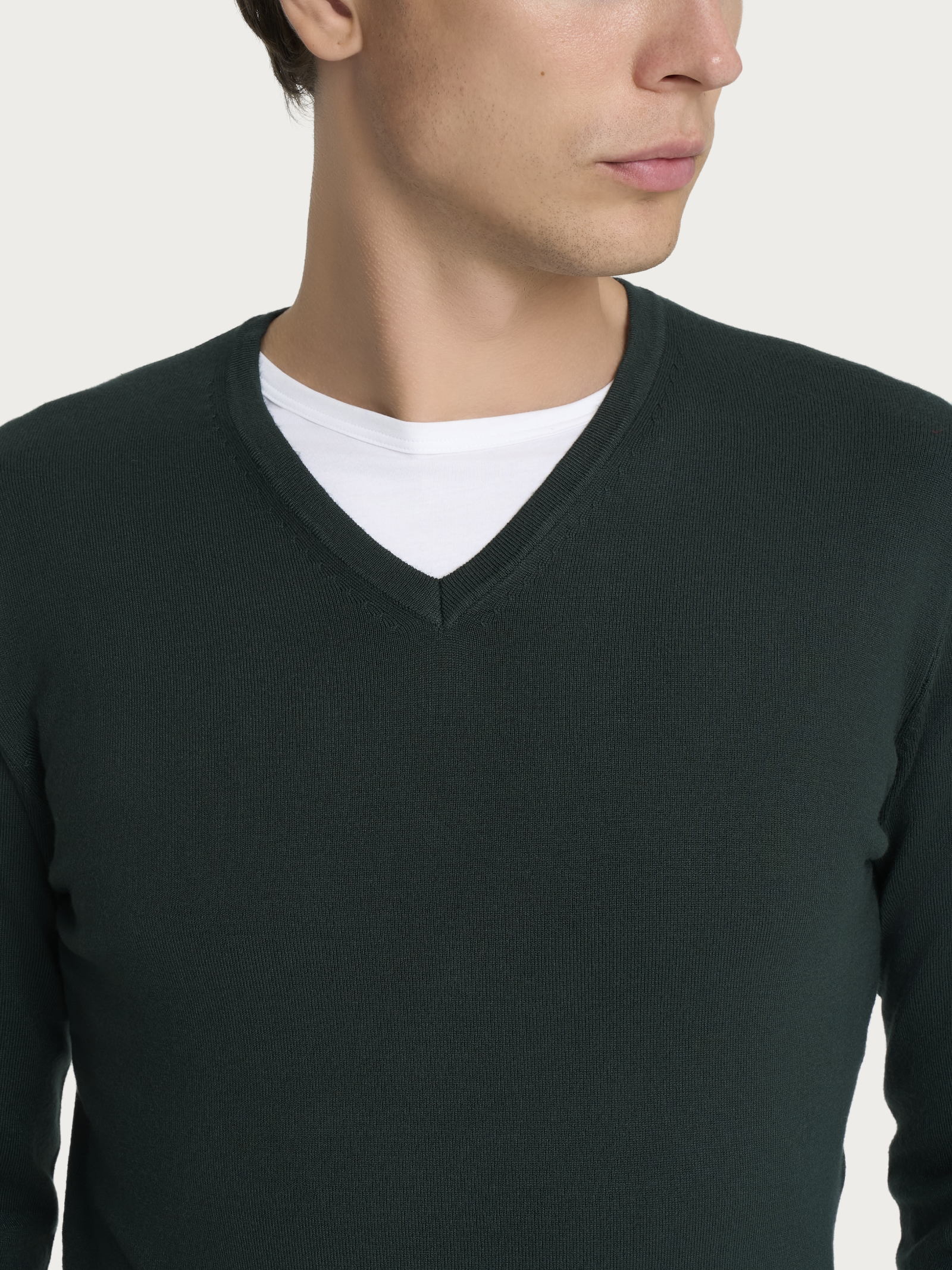 Ragno Four Seasons Scollo a V Pullover Verde Scarab Misto Viscosa