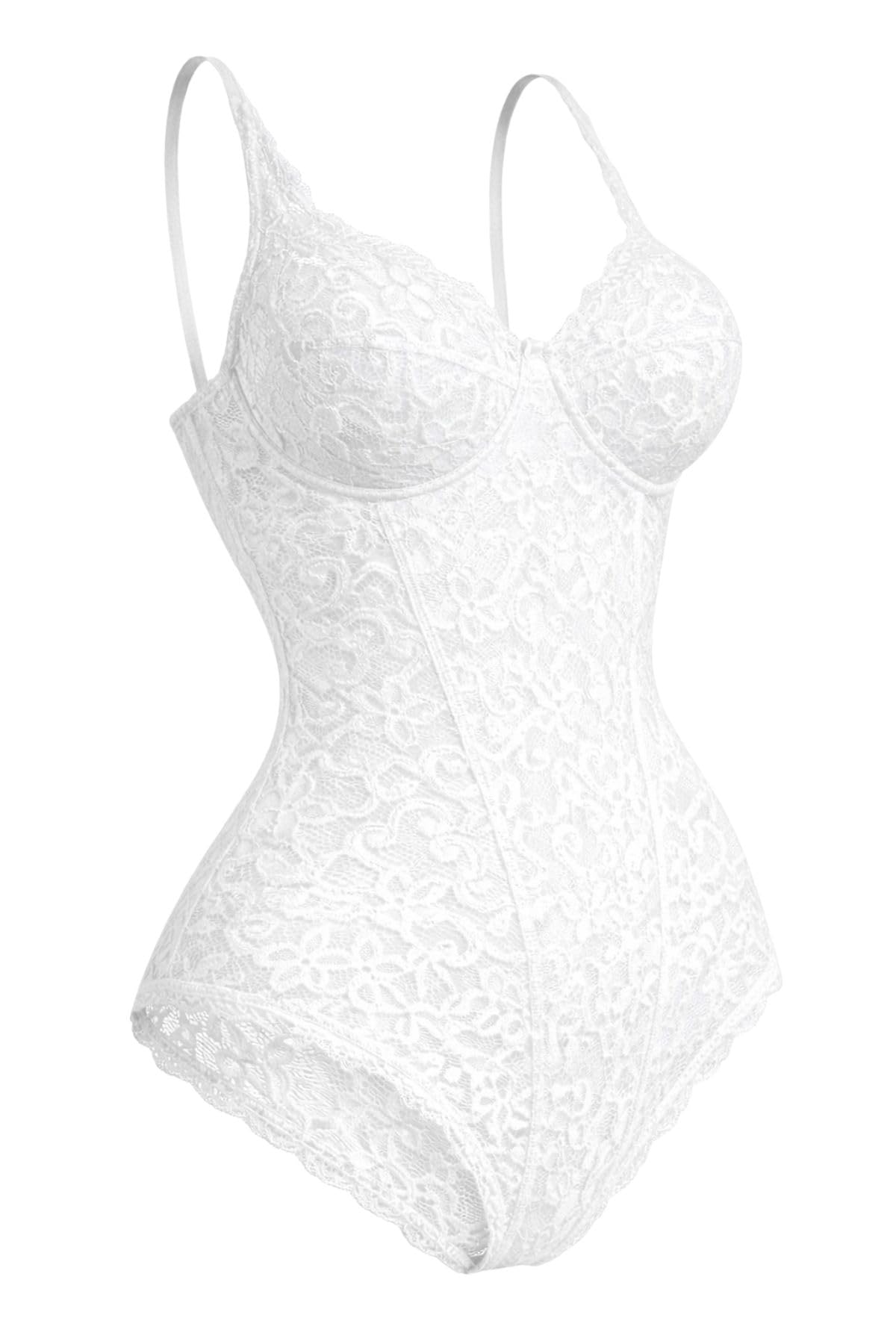 Lady C Pizzo Textronic Coppa B Sostegno Laterale Body S Bianco
