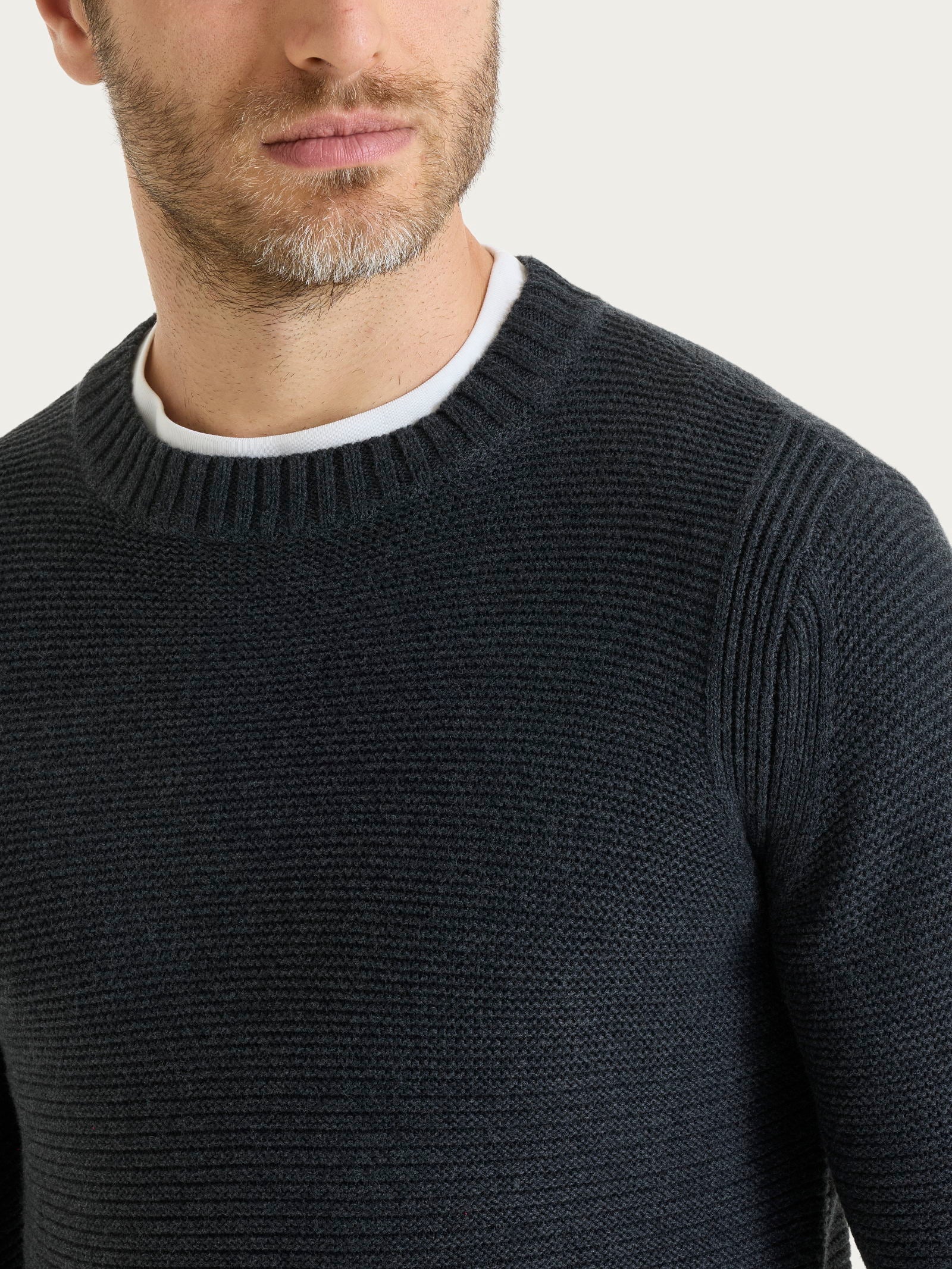 Ragno Winter Cotton Pull Girocollo uomo nero caldo