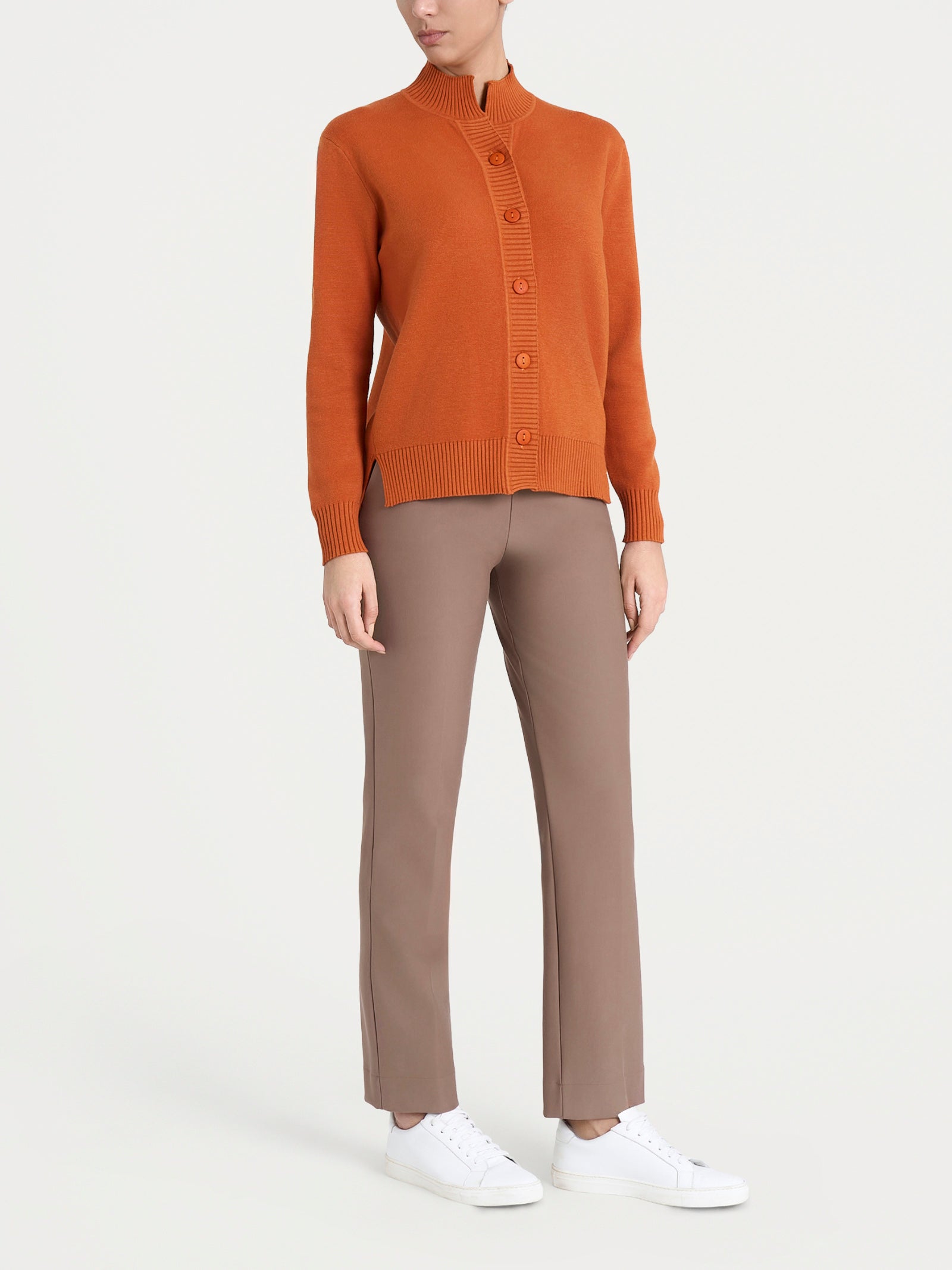 Ragno Super Soft Cardigan cardigan Rust collo alto