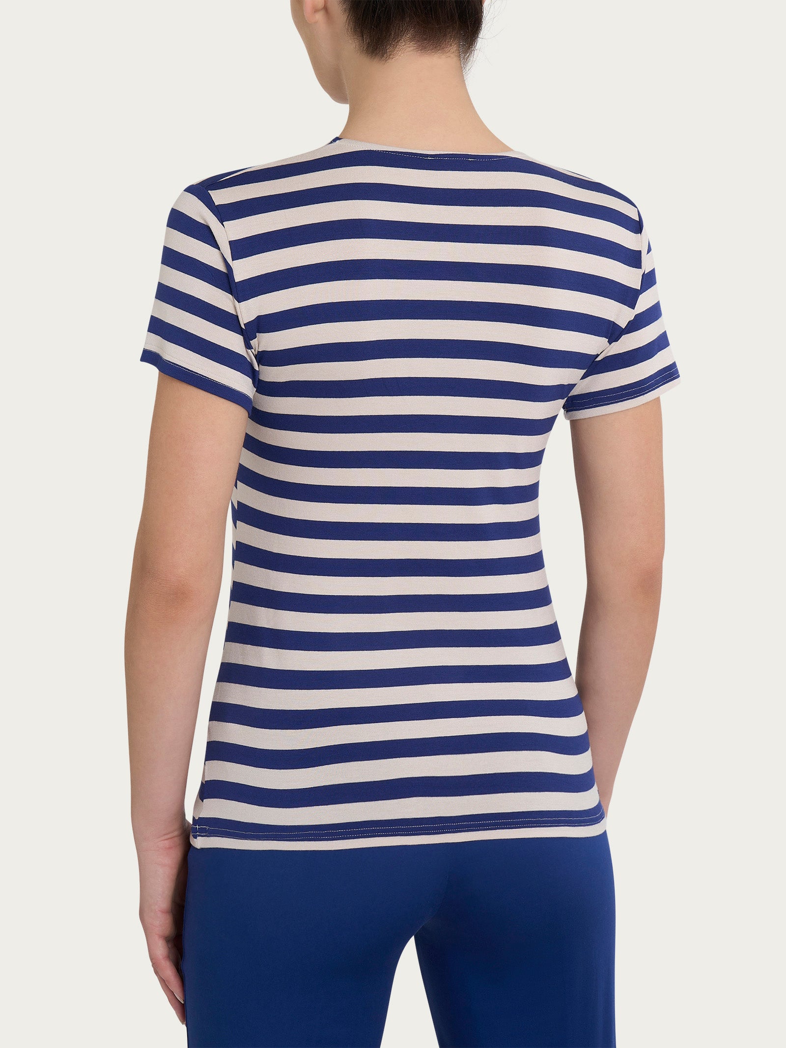 Ragno Viscosa Summer t-shirt righe Blueberry manica corta