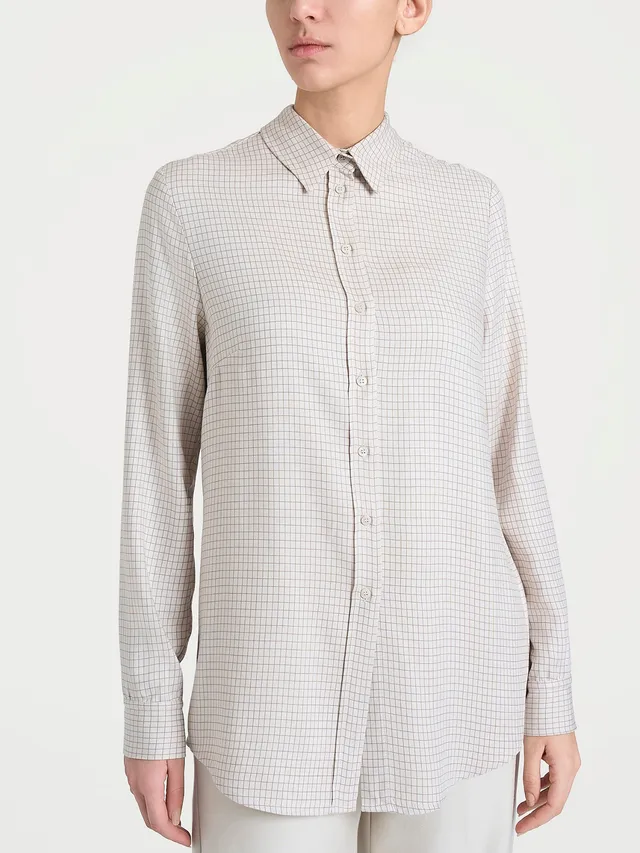 Ragno Winter EcoSeta camicia micro check Champignon calda