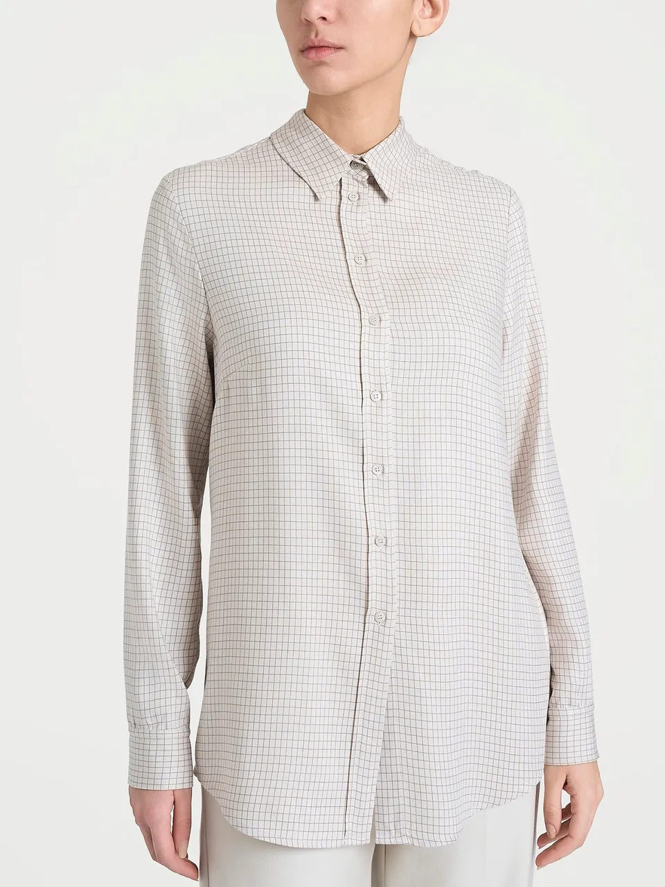 Ragno Winter EcoSeta camicia micro check Champignon calda