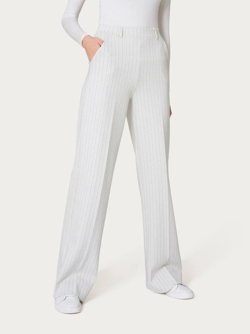 Ragno Eco Jacquard pantalone palazzo Argento lurex