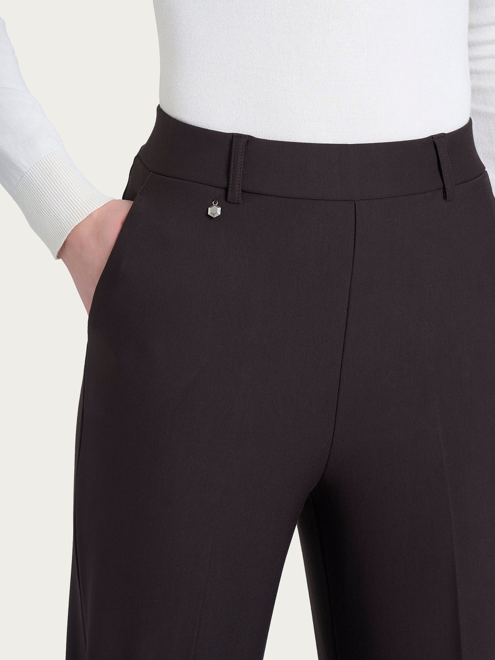 Ragno Compact pantalone donna wide leg marrone