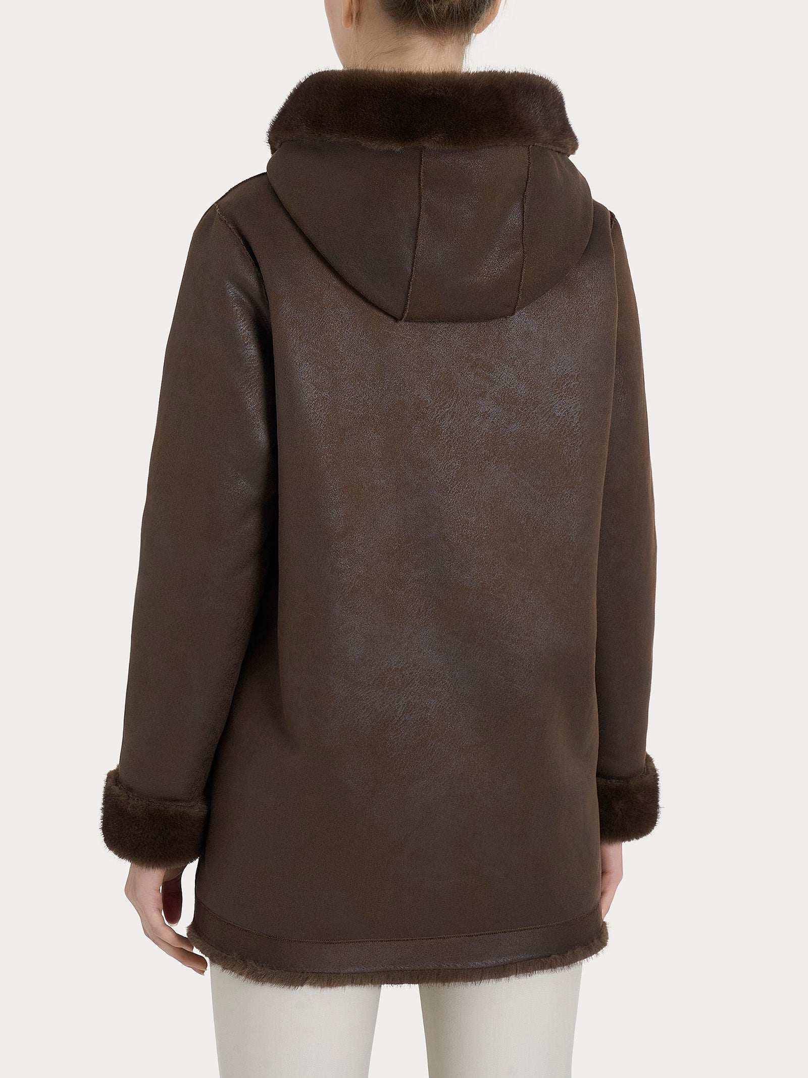 Ragno cappotto double-face Vegan Fur marrone donna