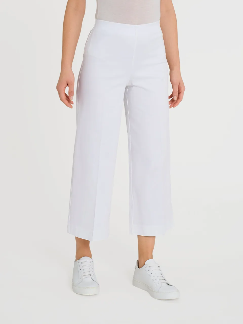 Ragno Satin Power pantaloni cropped bianchi gamba ampia