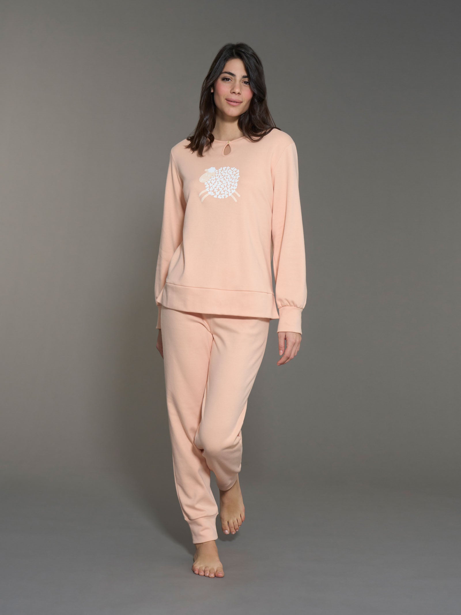 Ragno Jersey Cotone Pigiama Lungo Albicocca Interlock