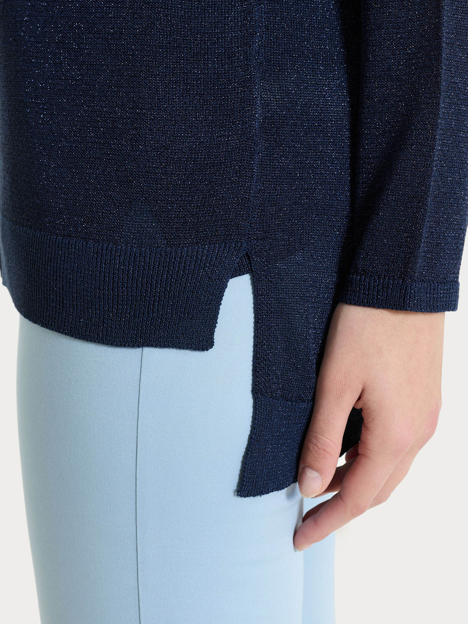 Ragno SL Cardigan bottoni crêpe lurex blu bleu