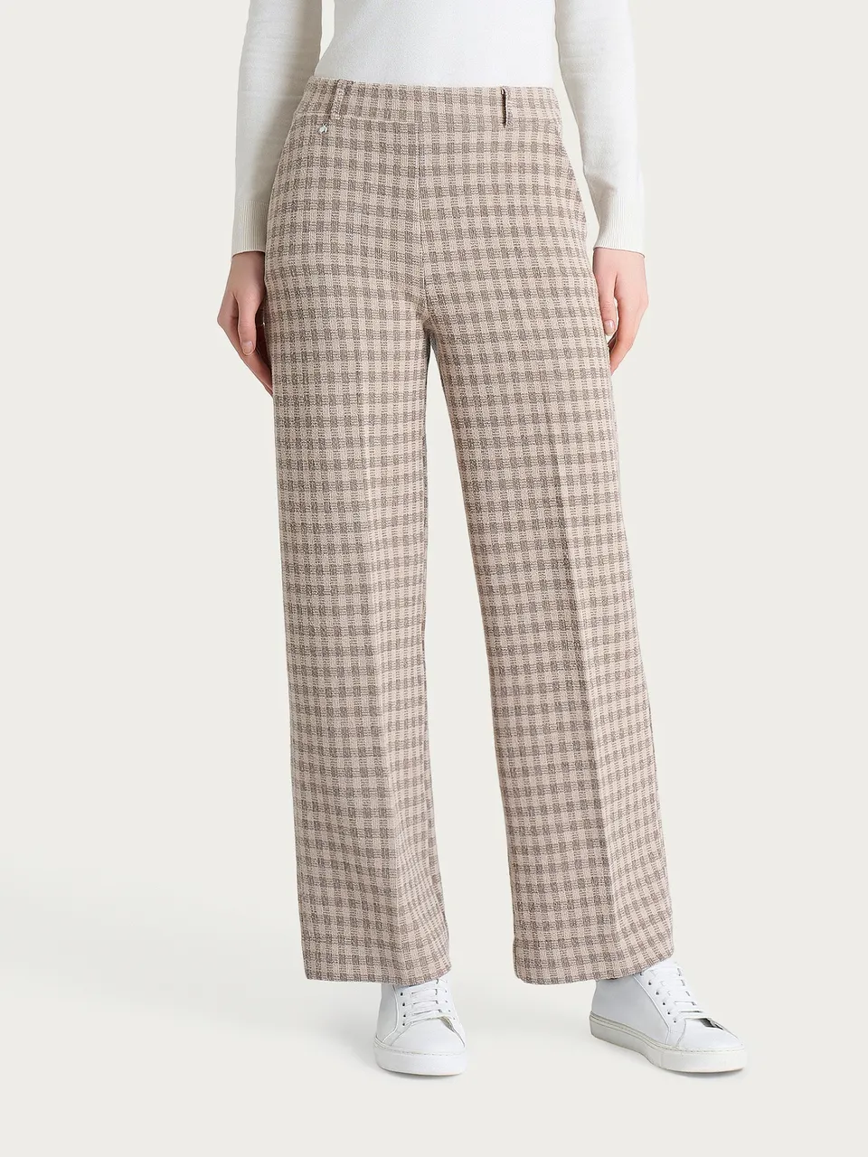 Ragno Eco Jacquard pantalone ampio Pine Bark misto lana
