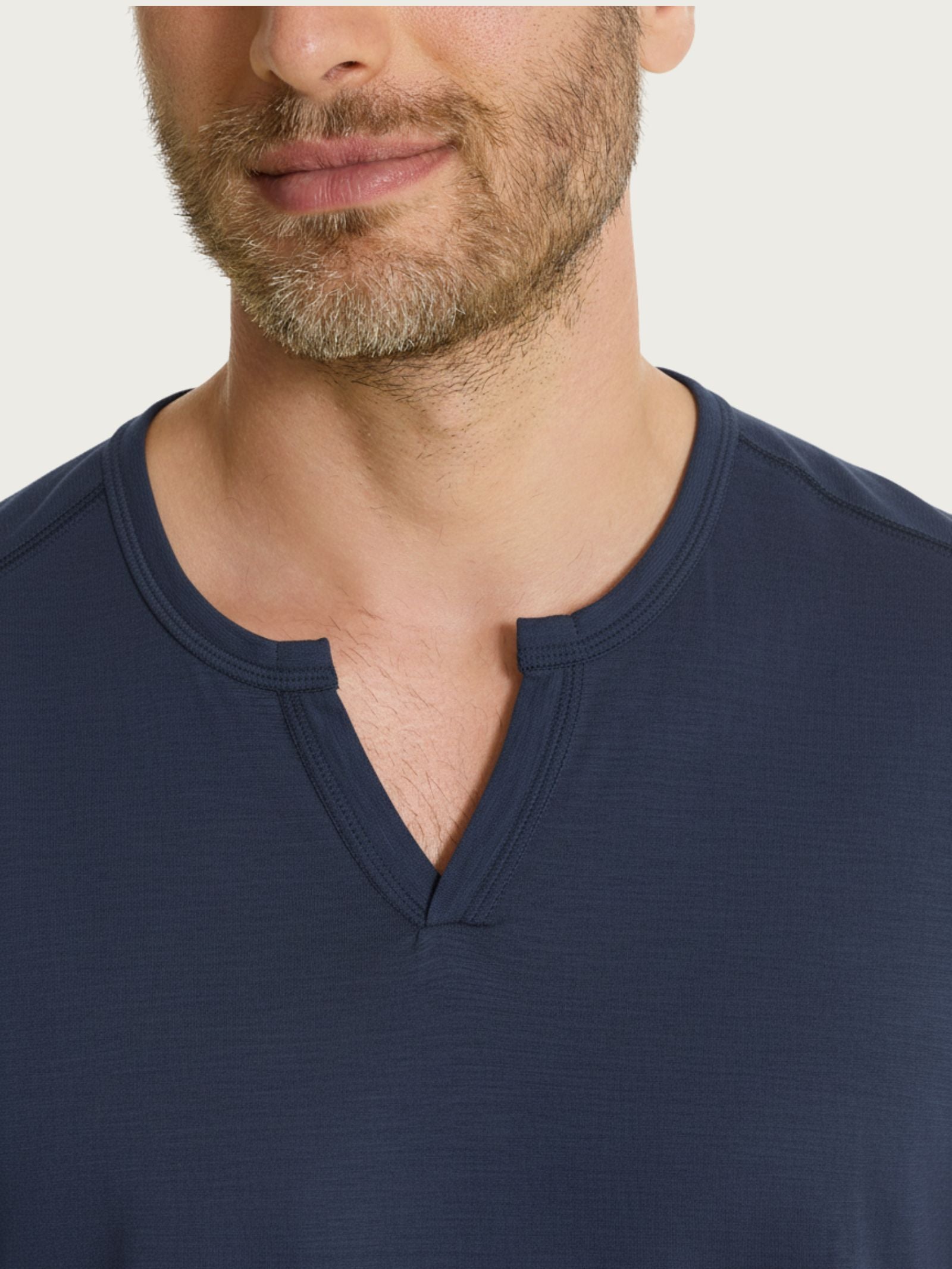 Ragno T-shirt Scollo a V slub jersey puro cotone bleu manica corta