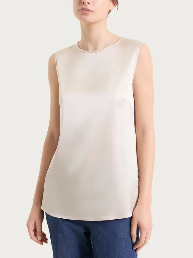 Ragno Stretch Satin top spalla larga champignon fluido