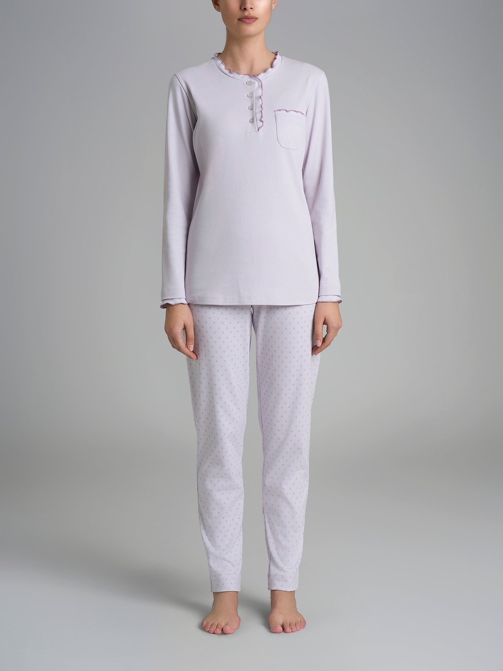 Ragno Sweet Emotion pigiama serafino Lavender Blue cotone