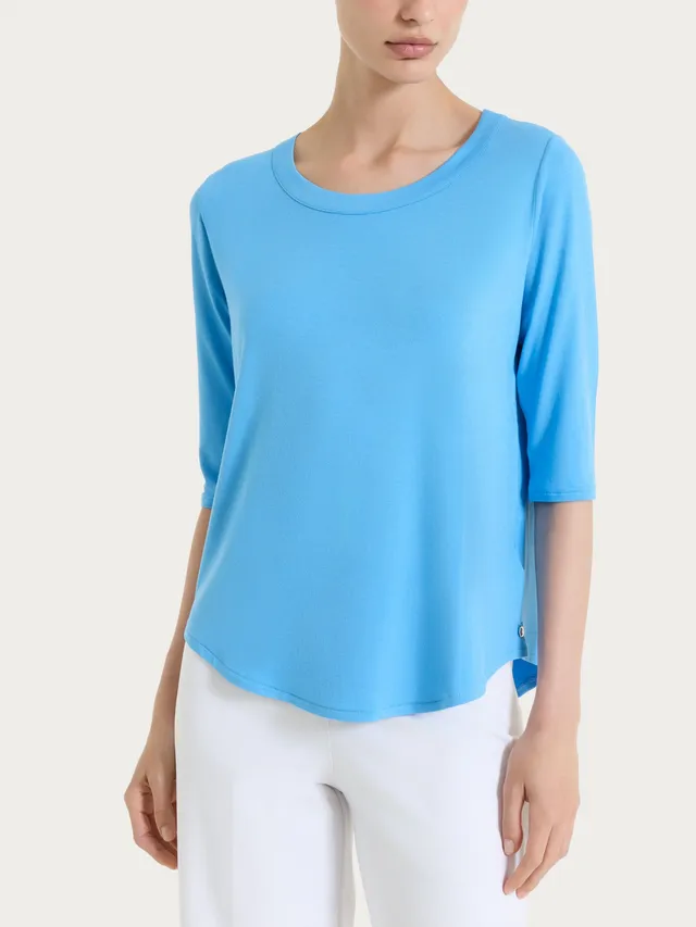 Ragno Viscosa Summer maglietta girocollo Azure Blue manica 3/4