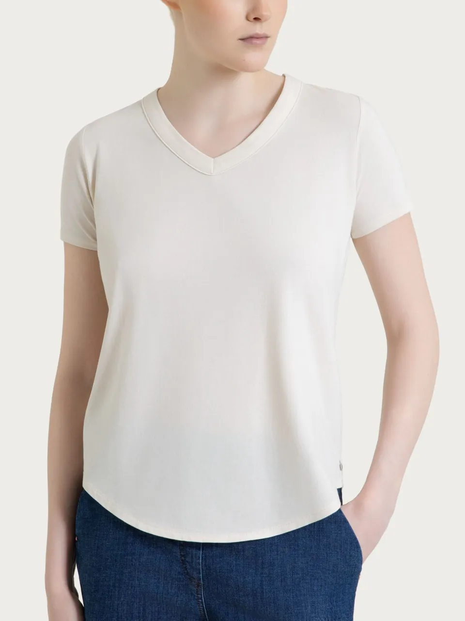 Ragno Ultralight Maglietta Donna Champignon Scollo a V Cotone