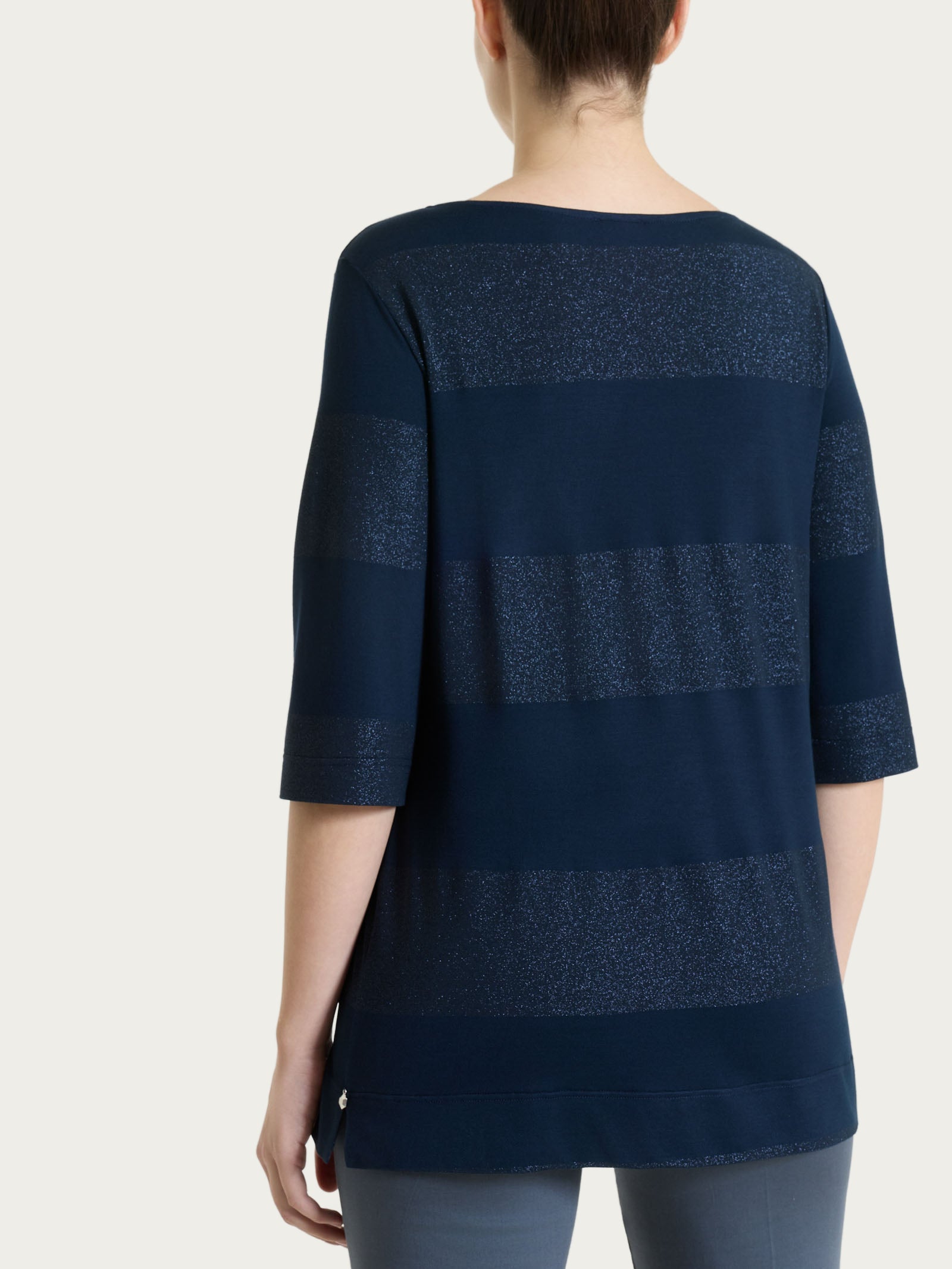Ragno Summer Light maglietta barchetta righe bleu lurex