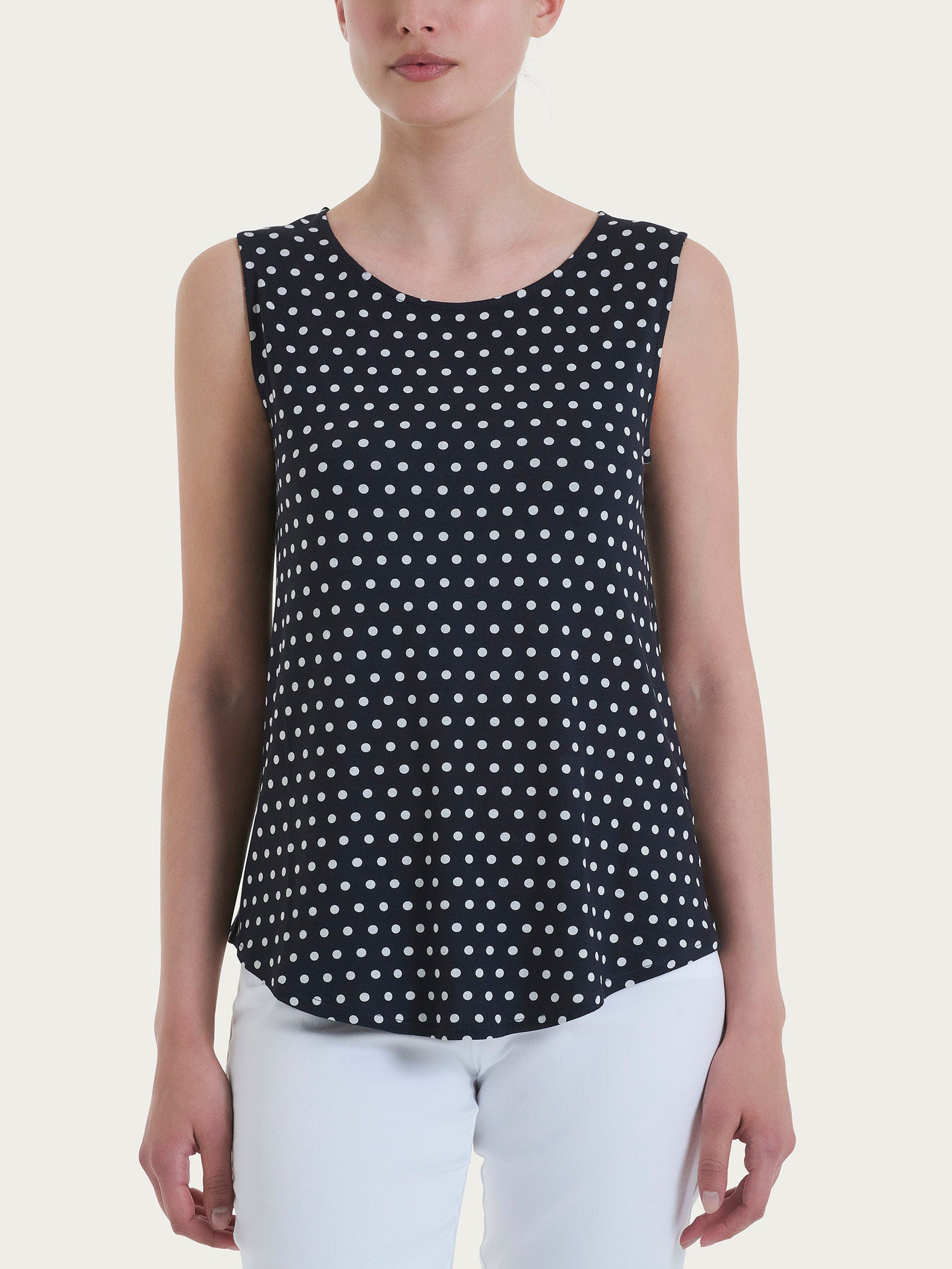 Ragno Viscosa Summer top pois Fant.Bleu smanicato viscosa