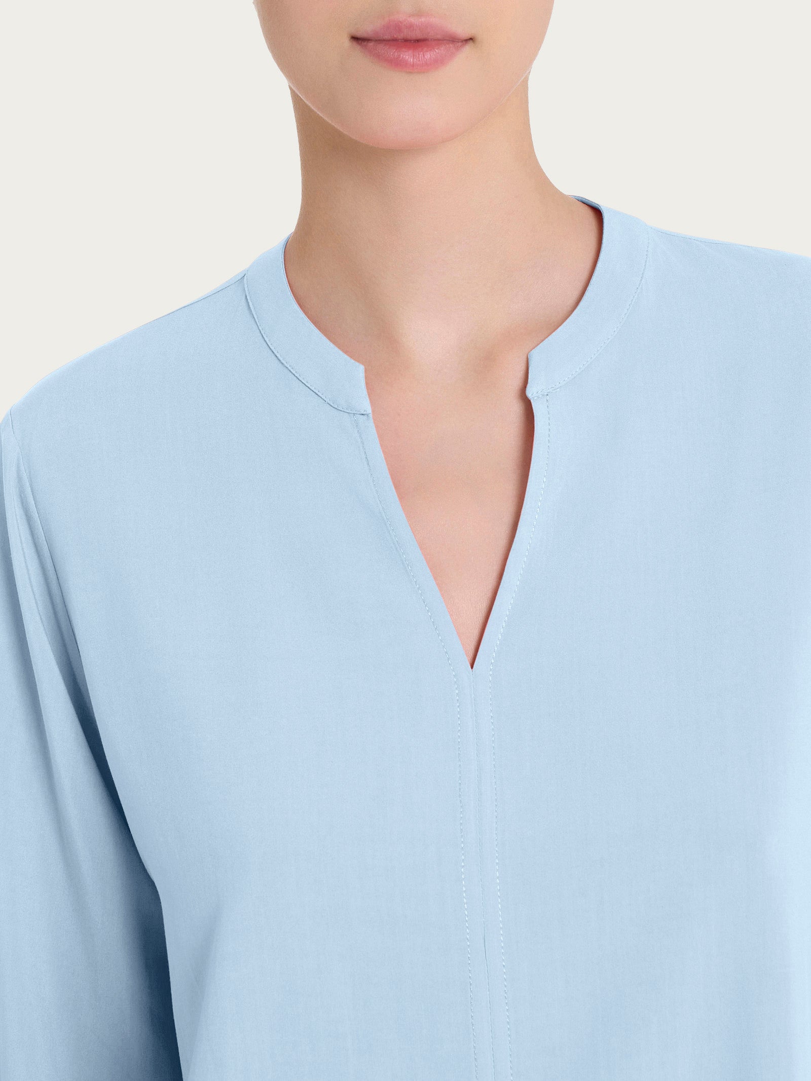 Ragno EcoSeta Blusa Collo Coreana Manica Lunga Skyway