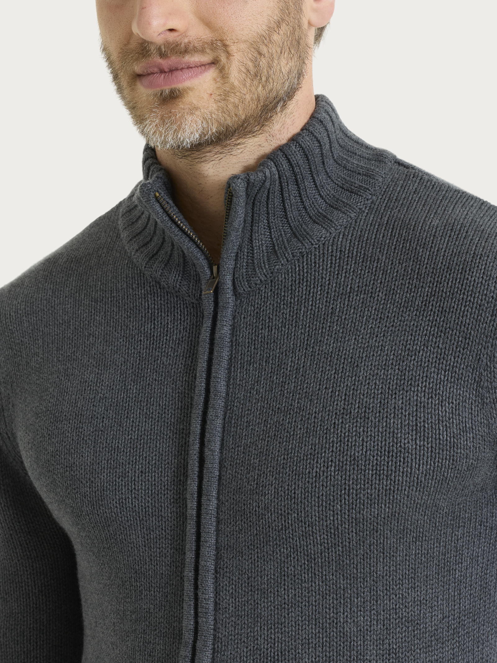 Ragno Winter Cotton Cardigan Zip Ardesia Mel. collo lupetto