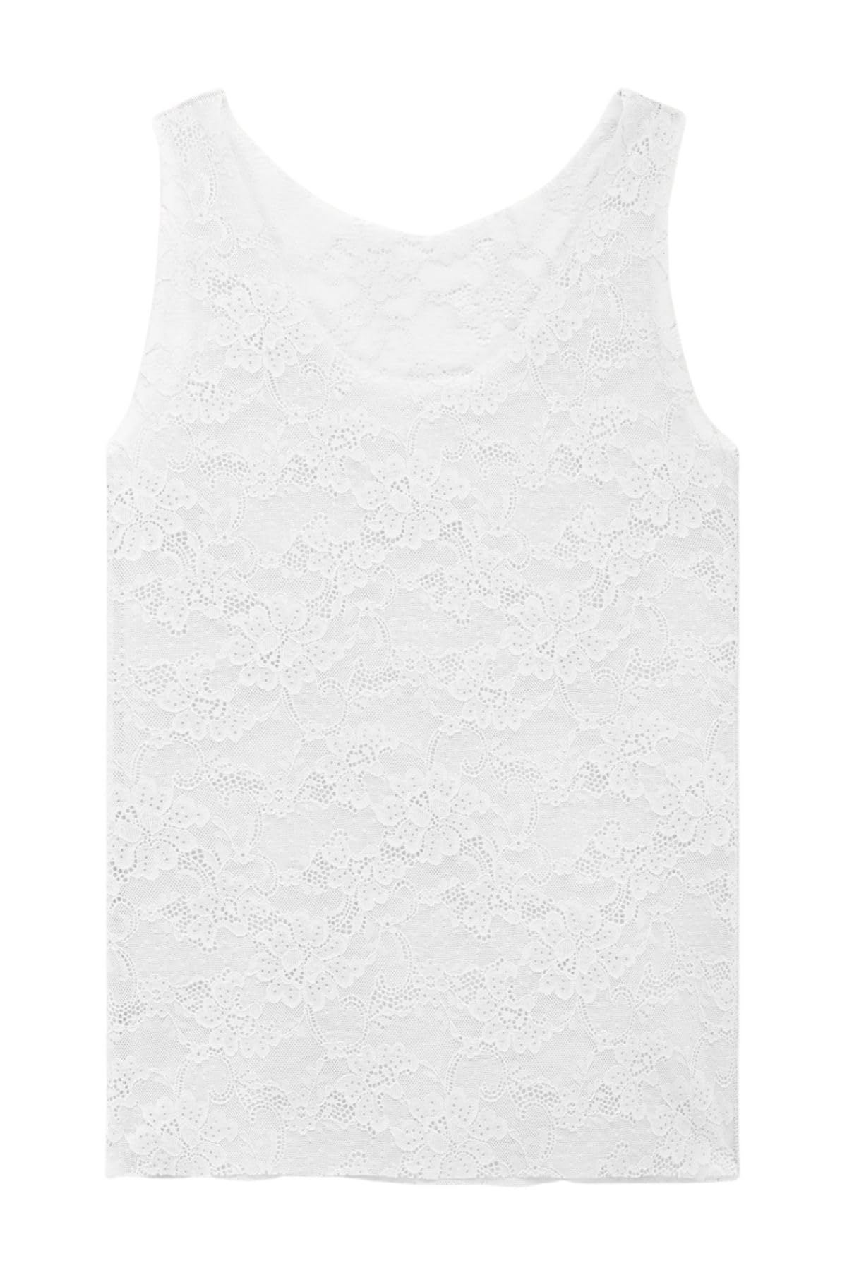 Lady C Pizzo Elasticizzato Canotta Donna Bianco S spalla larga