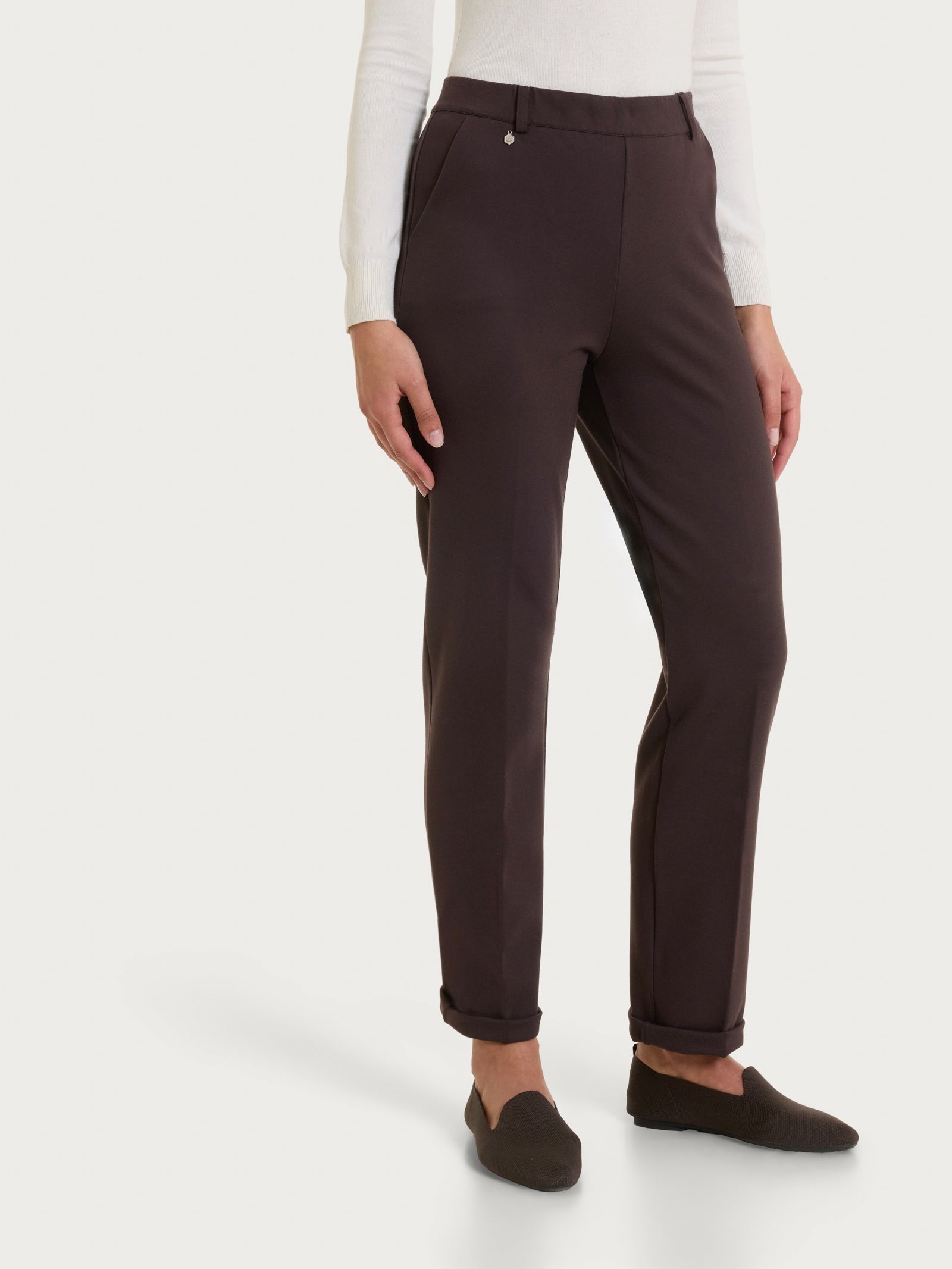 Ragno Cashmere Compact Pantalone Dritto Marrone