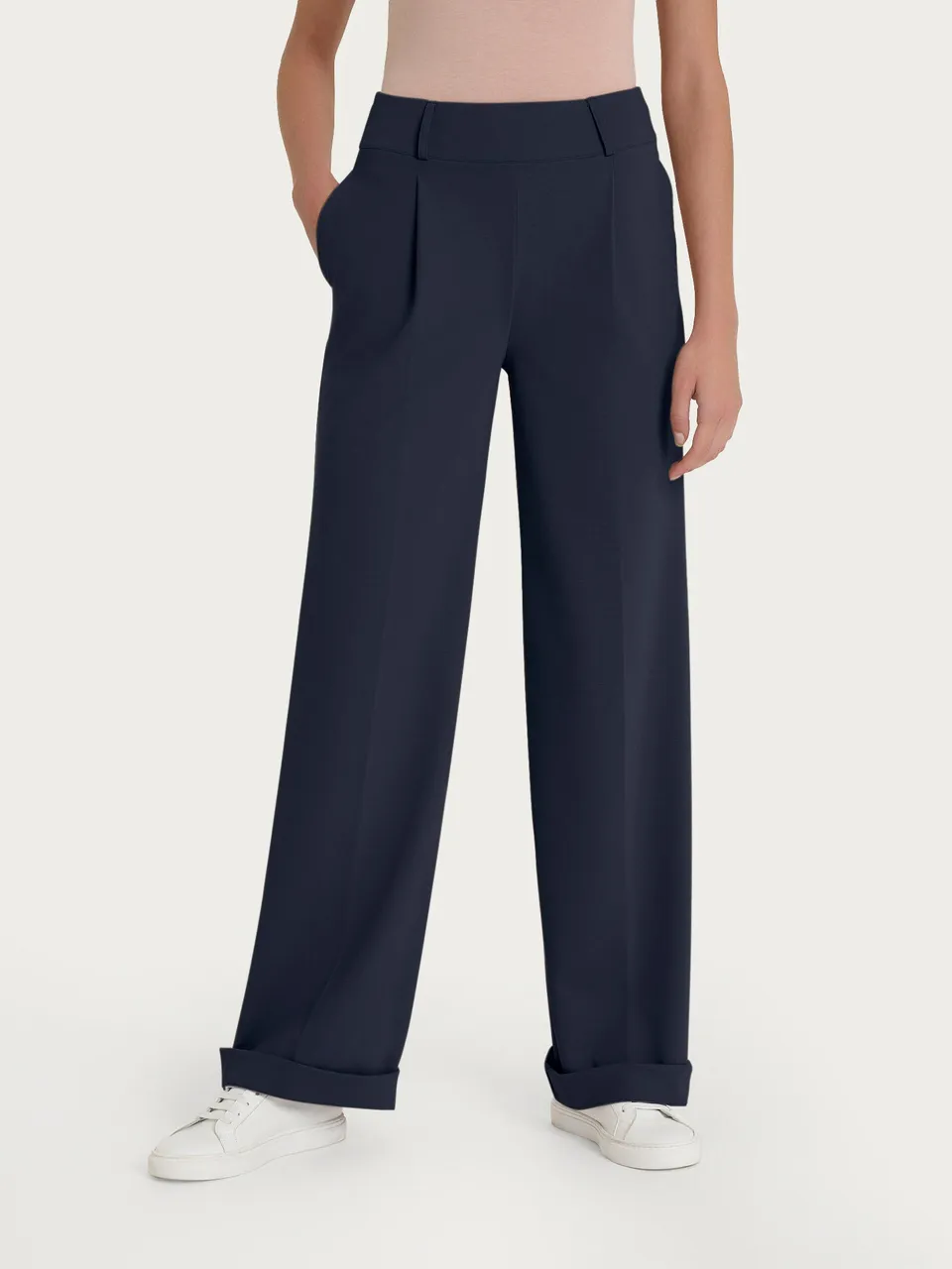 Ragno Compact Light Pantalone Ampio Wide Leg Bleu
