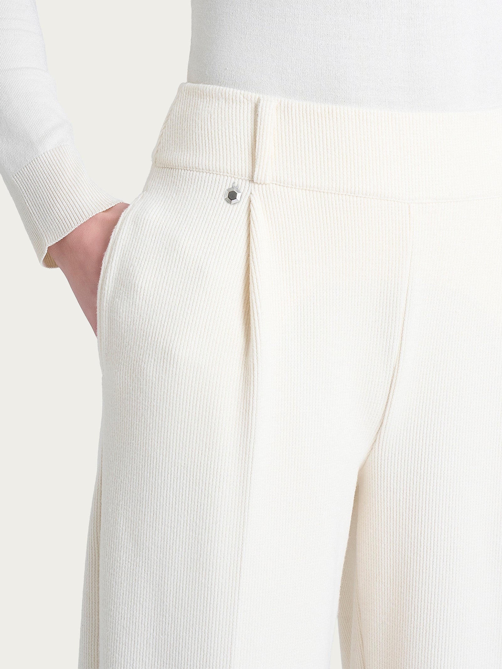 Ragno Relaxed Wardrobe Pantalone velvet Avorio tapered