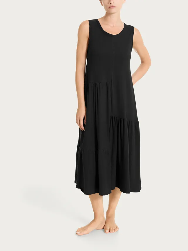 Ragno Beachwear vestito lungo balze Nero cotone